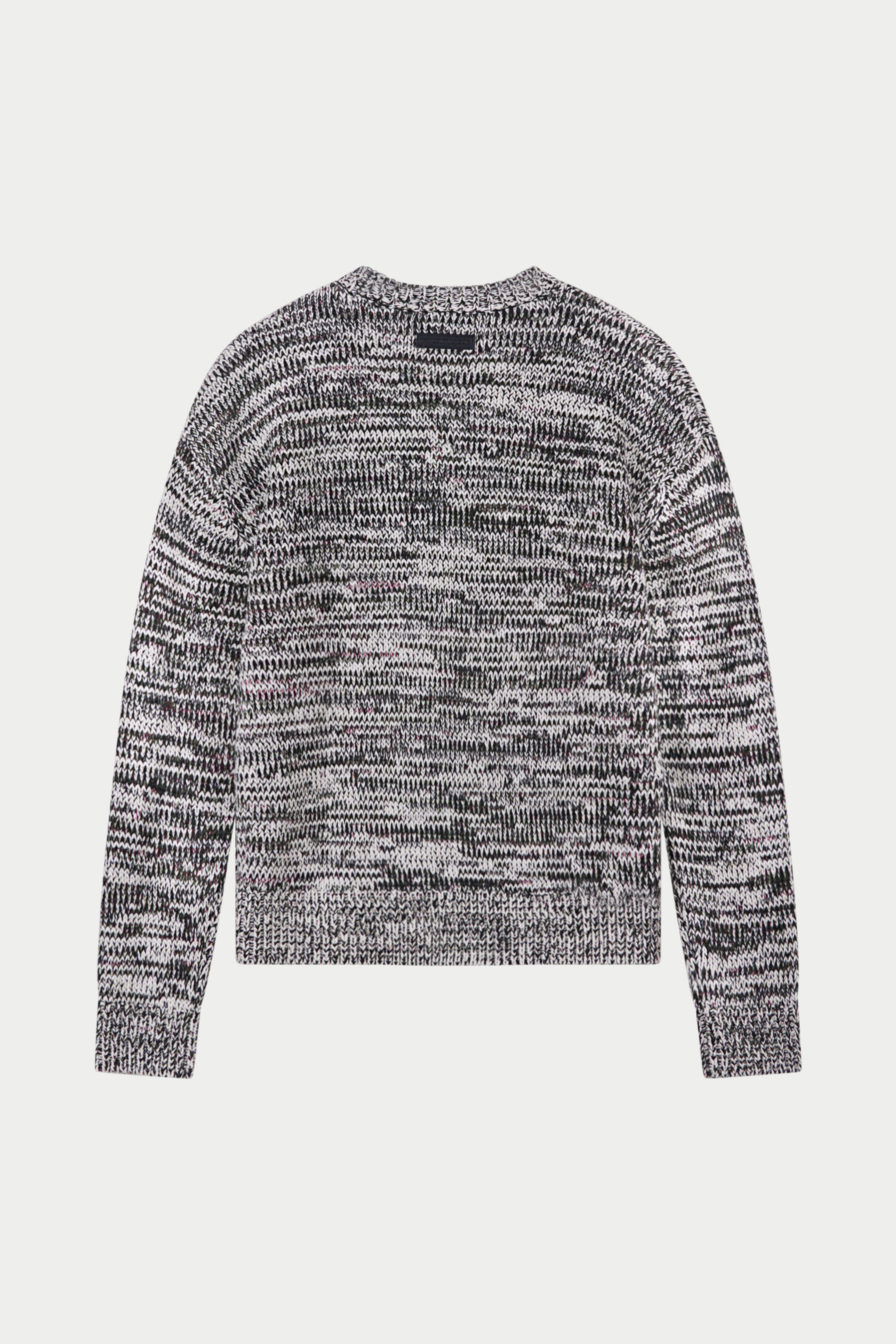 MIXED YARN KNITTED CREW - WHITE/KHAKI