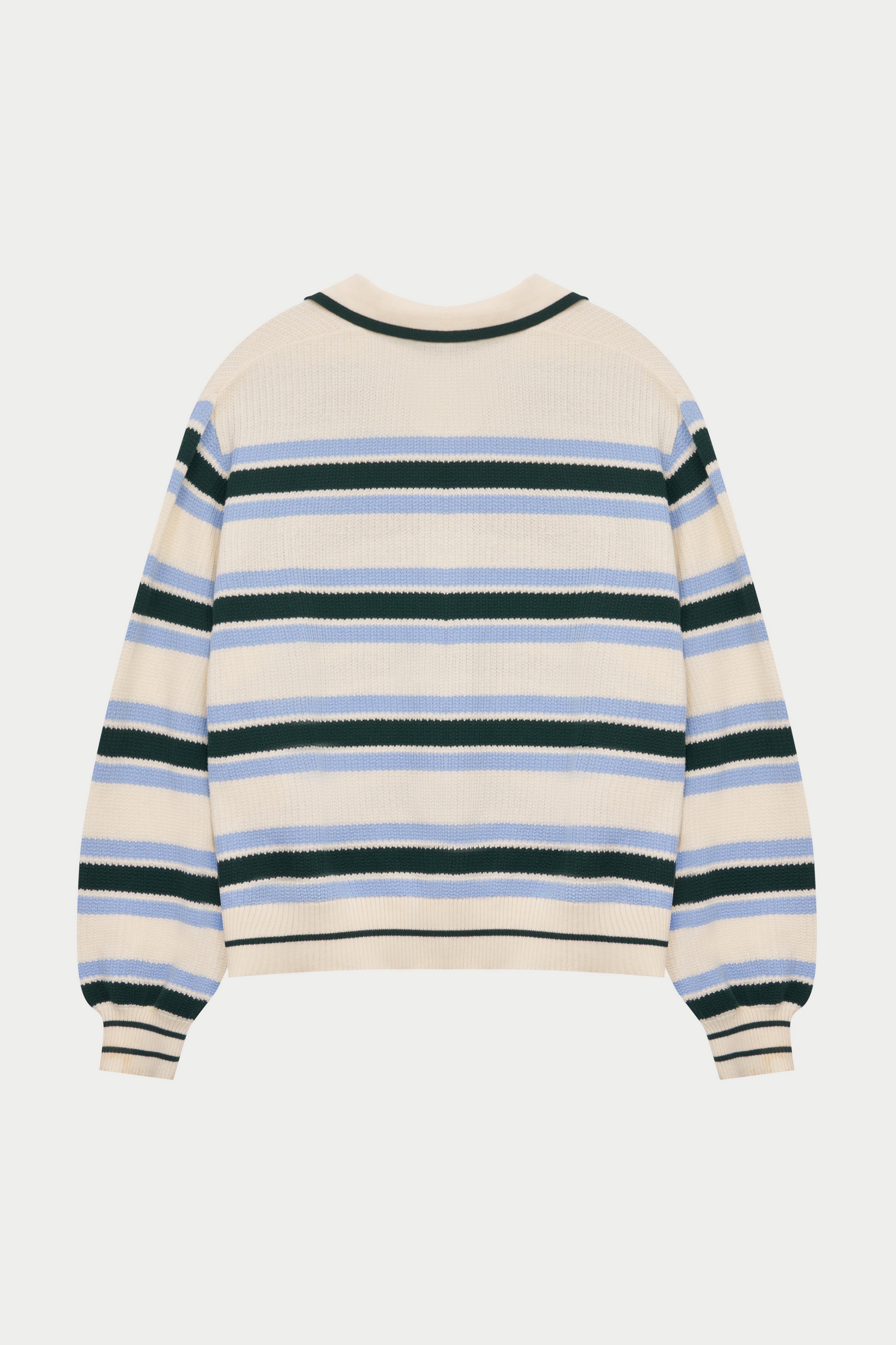 STRIPE KNITTED POLO SWEATSHIRT - OFF WHITE
