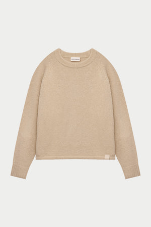 BOUCLE KNIT RAGLAN CREW - STONE