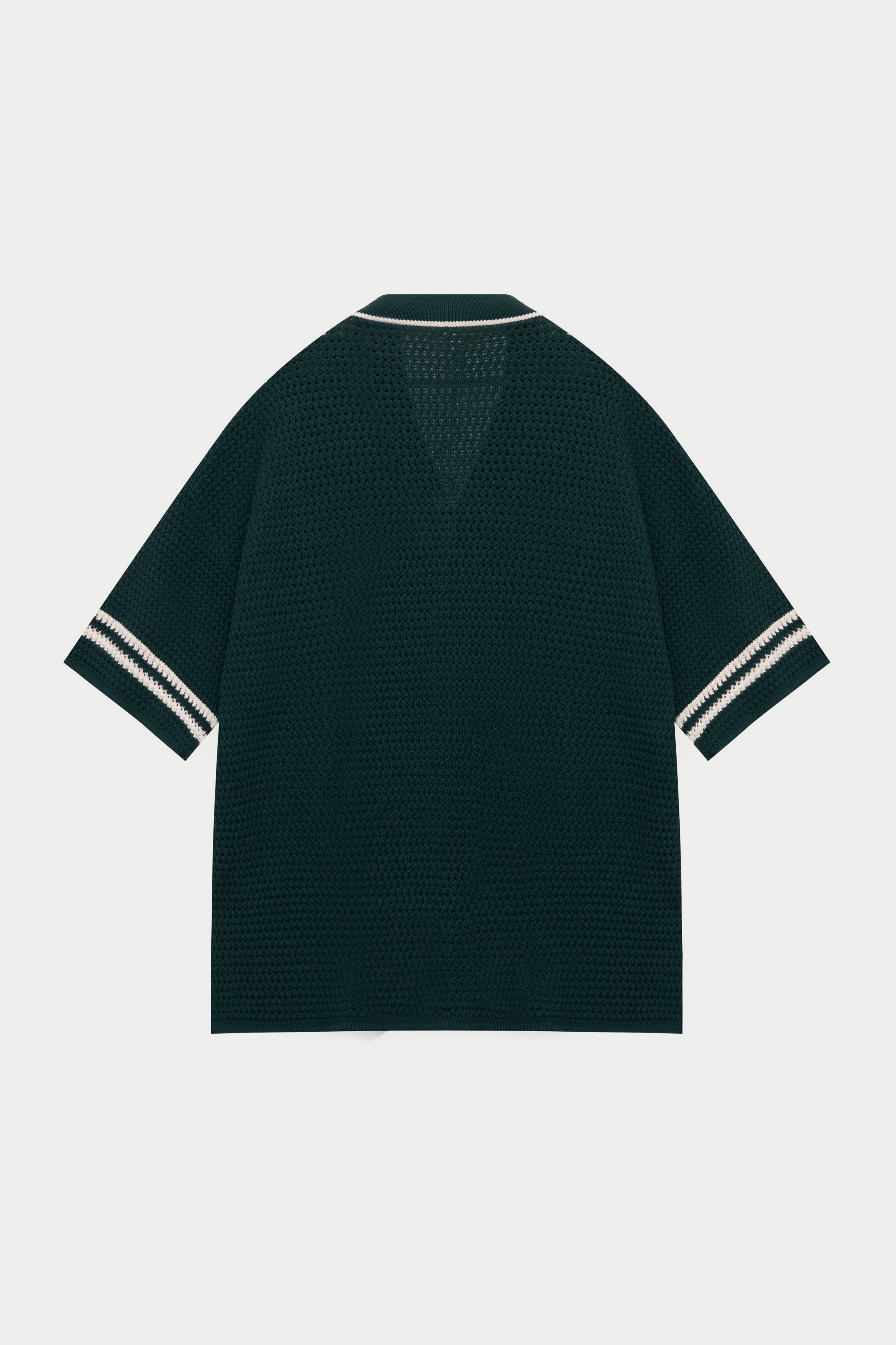 CROCHET KNITTED BASEBALL SHIRT - GREEN