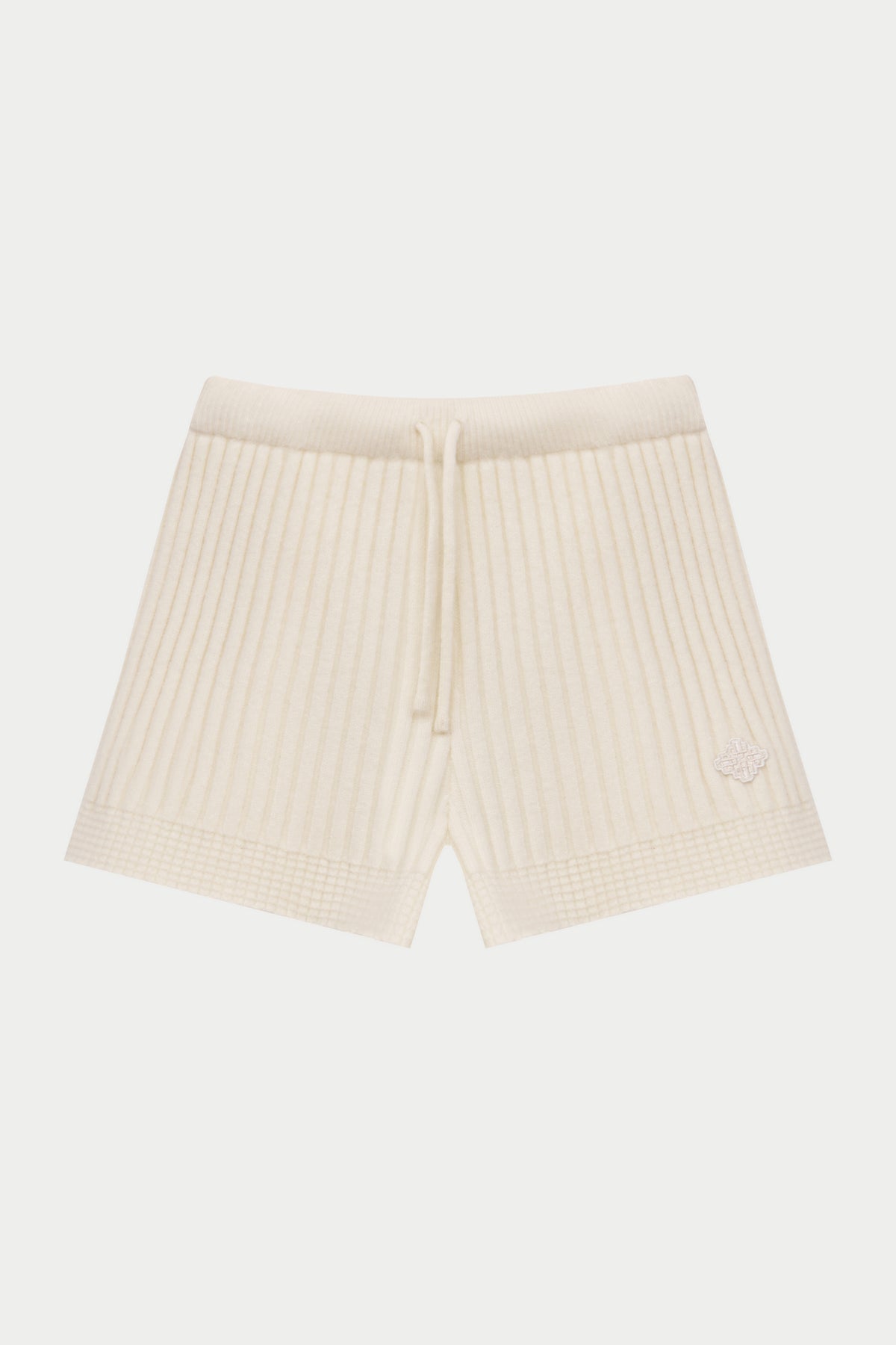 CONTRAST KNIT MINI SHORTS - ECRU