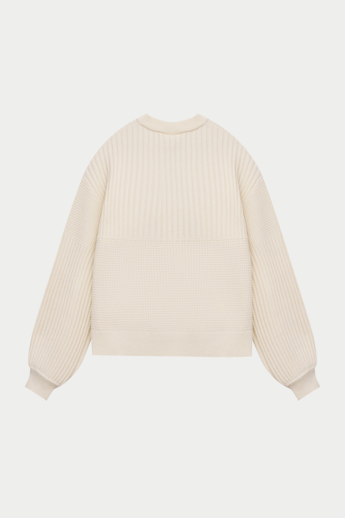 CONTRAST KNIT OVERSIZED CREW - ECRU