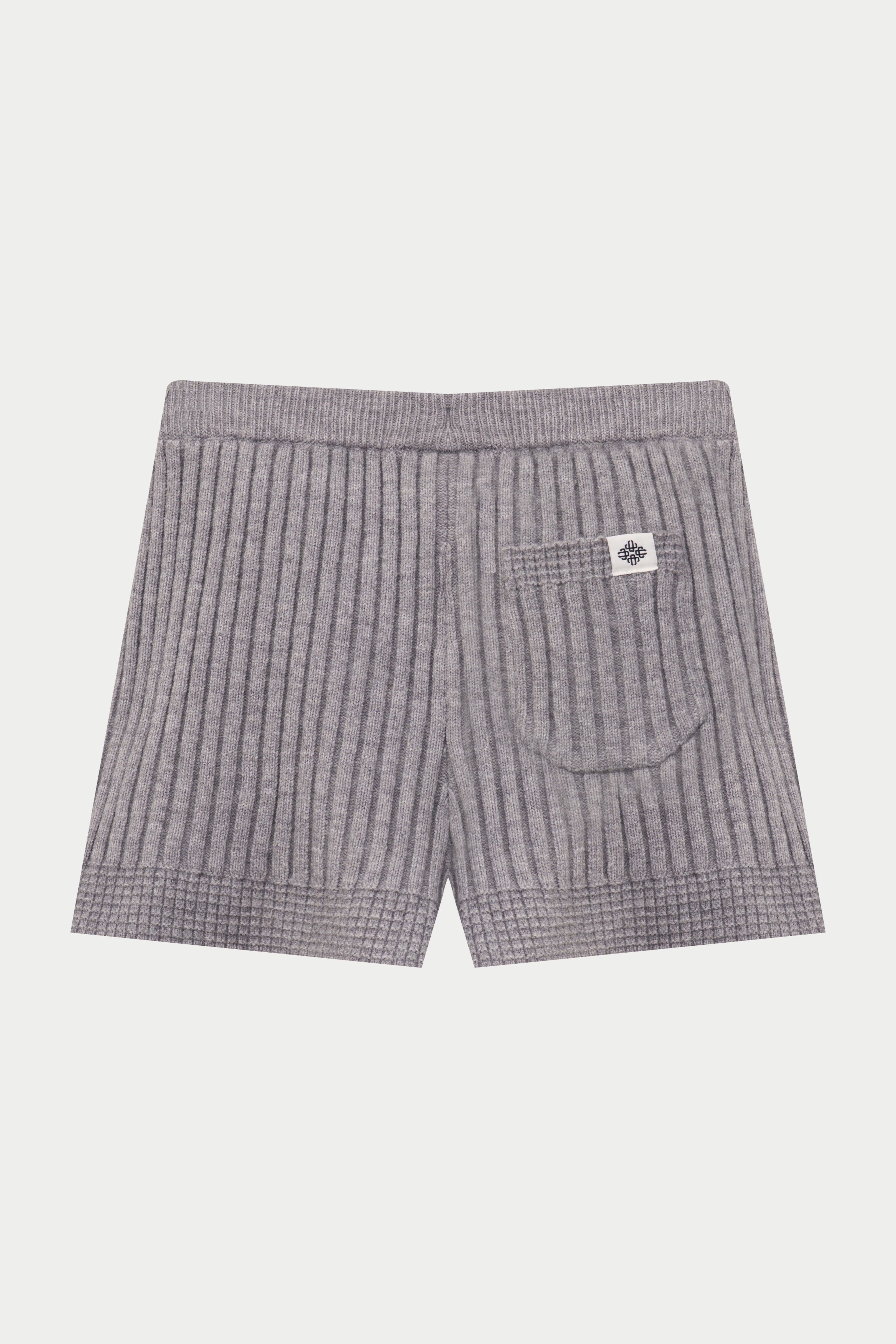 CONTRAST KNIT MINI SHORTS - GREY MARL