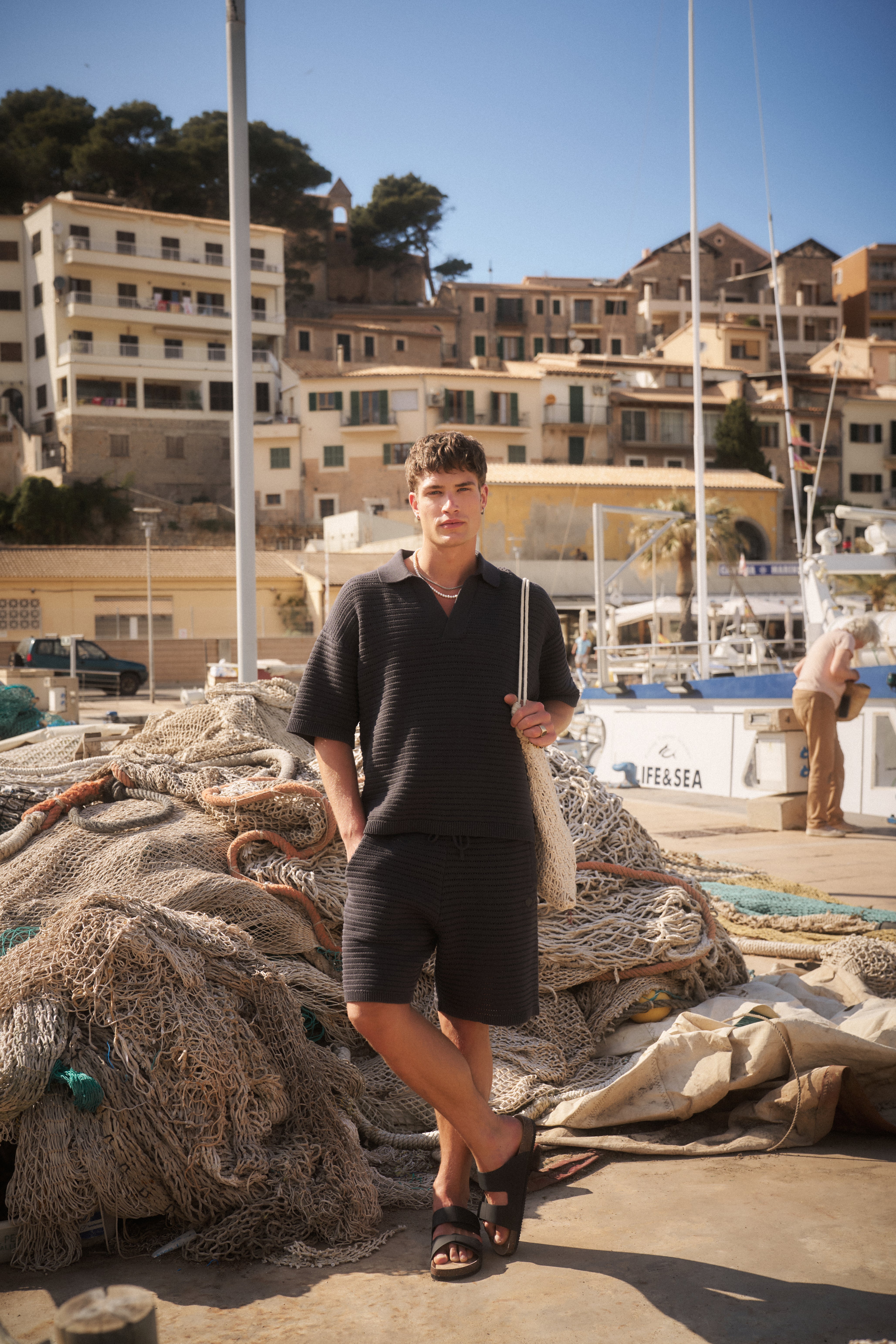 KNITTED POLO SHIRT - CHARCOAL