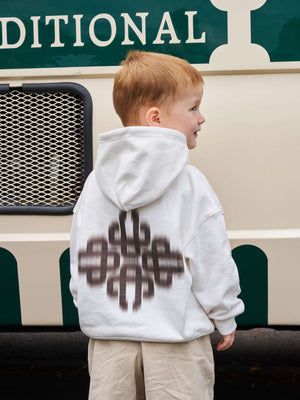 KIDS MOTION BLURRED HOODIE - OFF WHITE