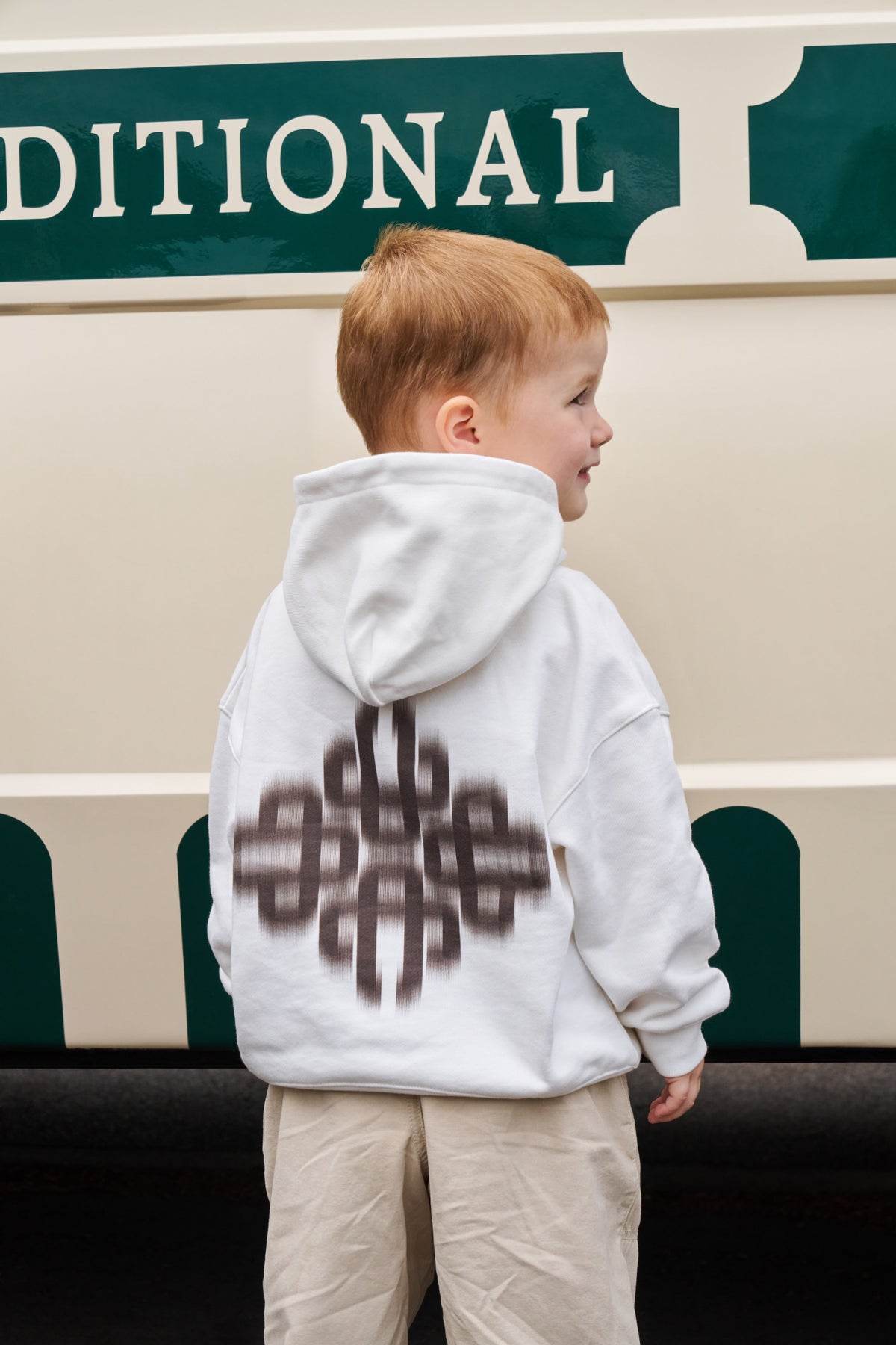 JUNIOR MOTION BLURRED HOODIE - OFF WHITE