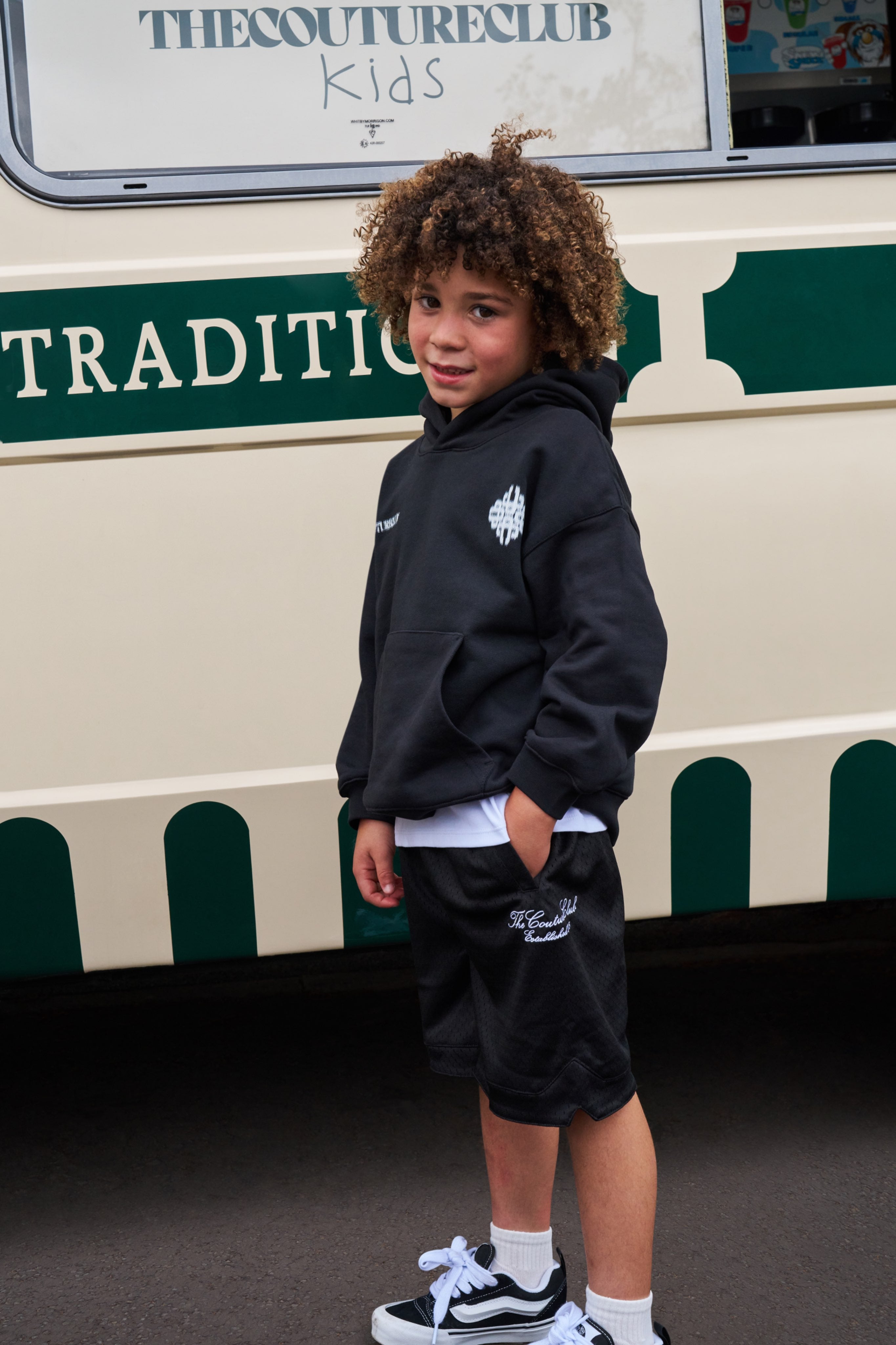 KIDS MOTION BLURRED HOODIE - BLACK