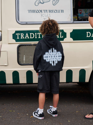 KIDS MOTION BLURRED HOODIE - BLACK