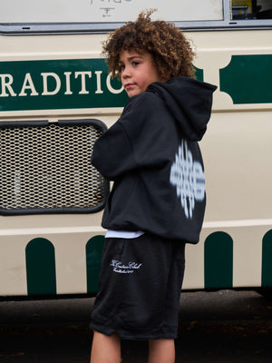 JUNIOR MOTION BLURRED HOODIE - BLACK