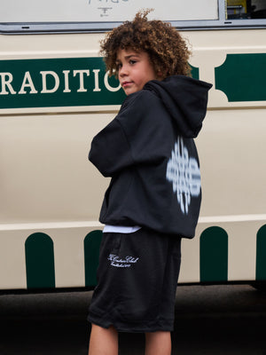 JUNIOR MOTION BLURRED HOODIE - BLACK