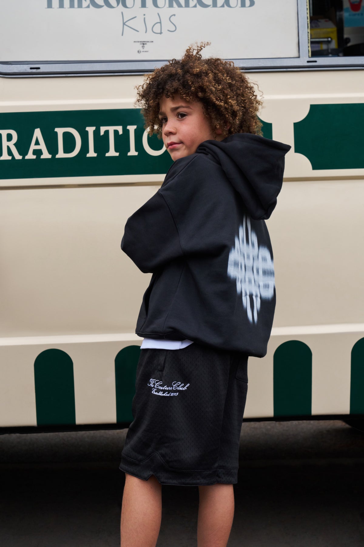 JUNIOR MOTION BLURRED HOODIE - BLACK