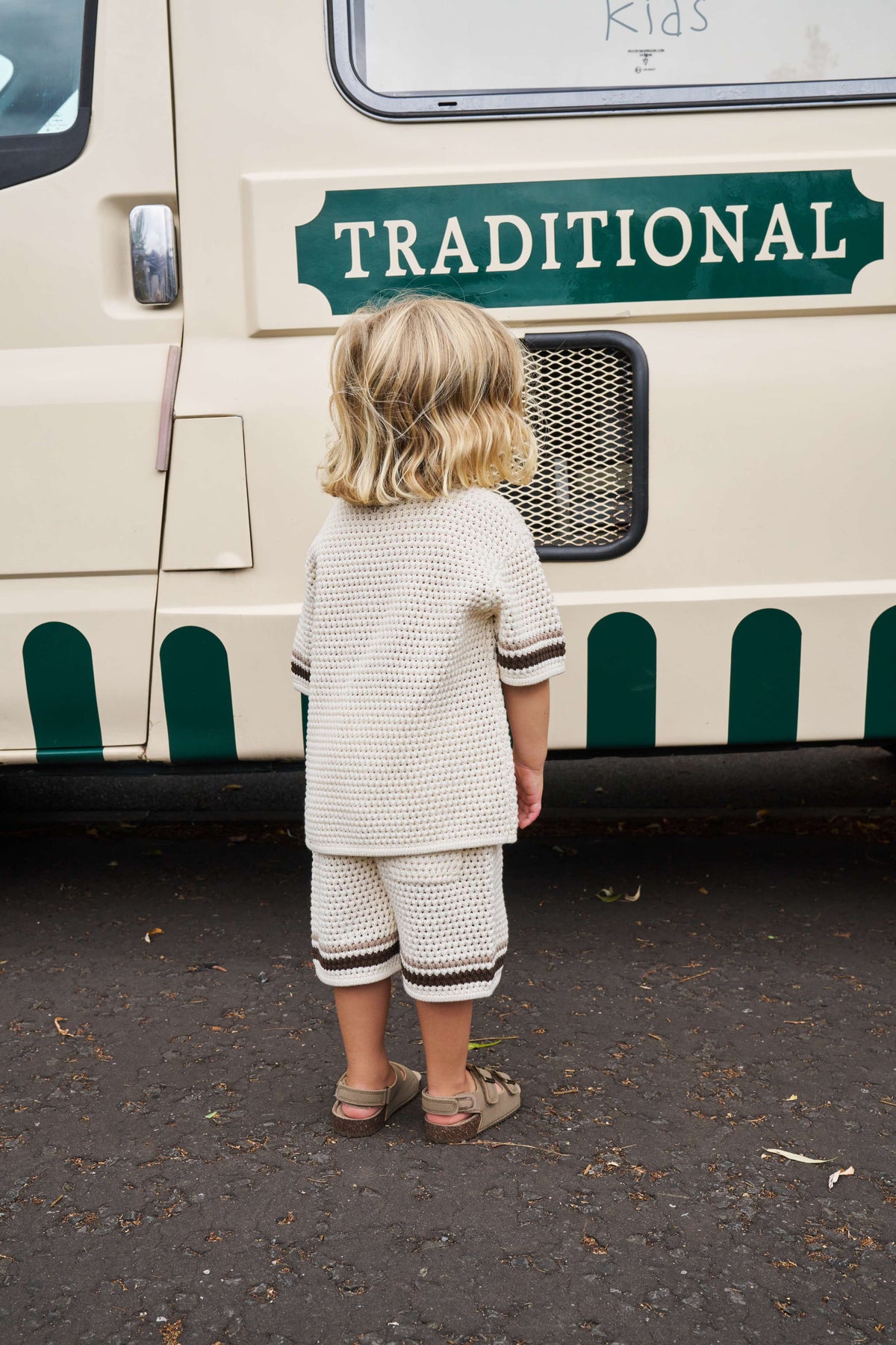 JUNIOR STRIPE CROCHET KNIT SHORTS - OFF WHITE
