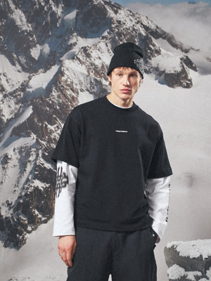 DOUBLE MICRO COPYRIGHT PRINT T-SHIRT - BLACK