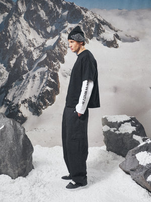 DOUBLE MICRO COPYRIGHT PRINT T-SHIRT - BLACK