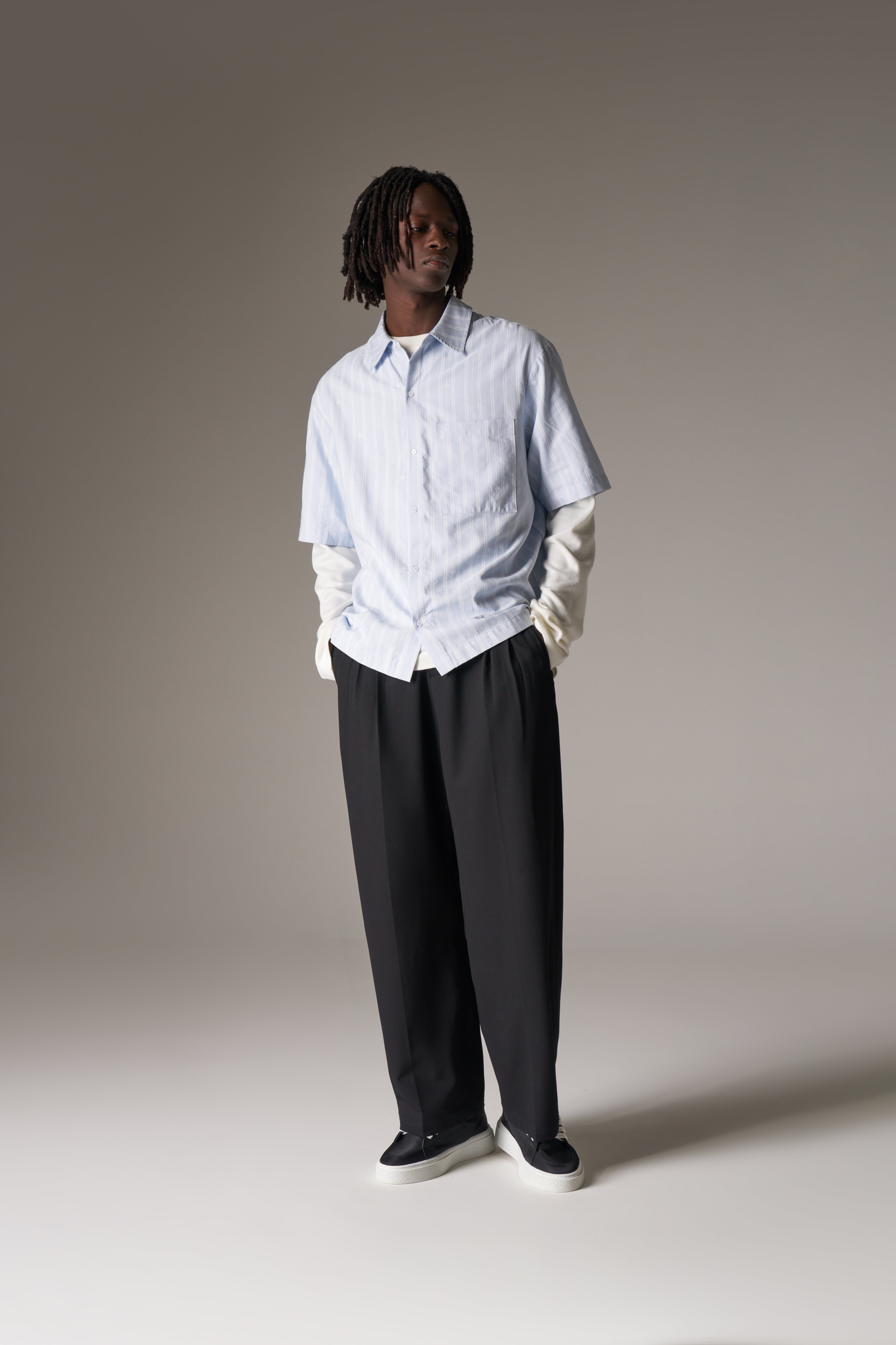EMBLEM STRIPE SHIRT - BLUE
