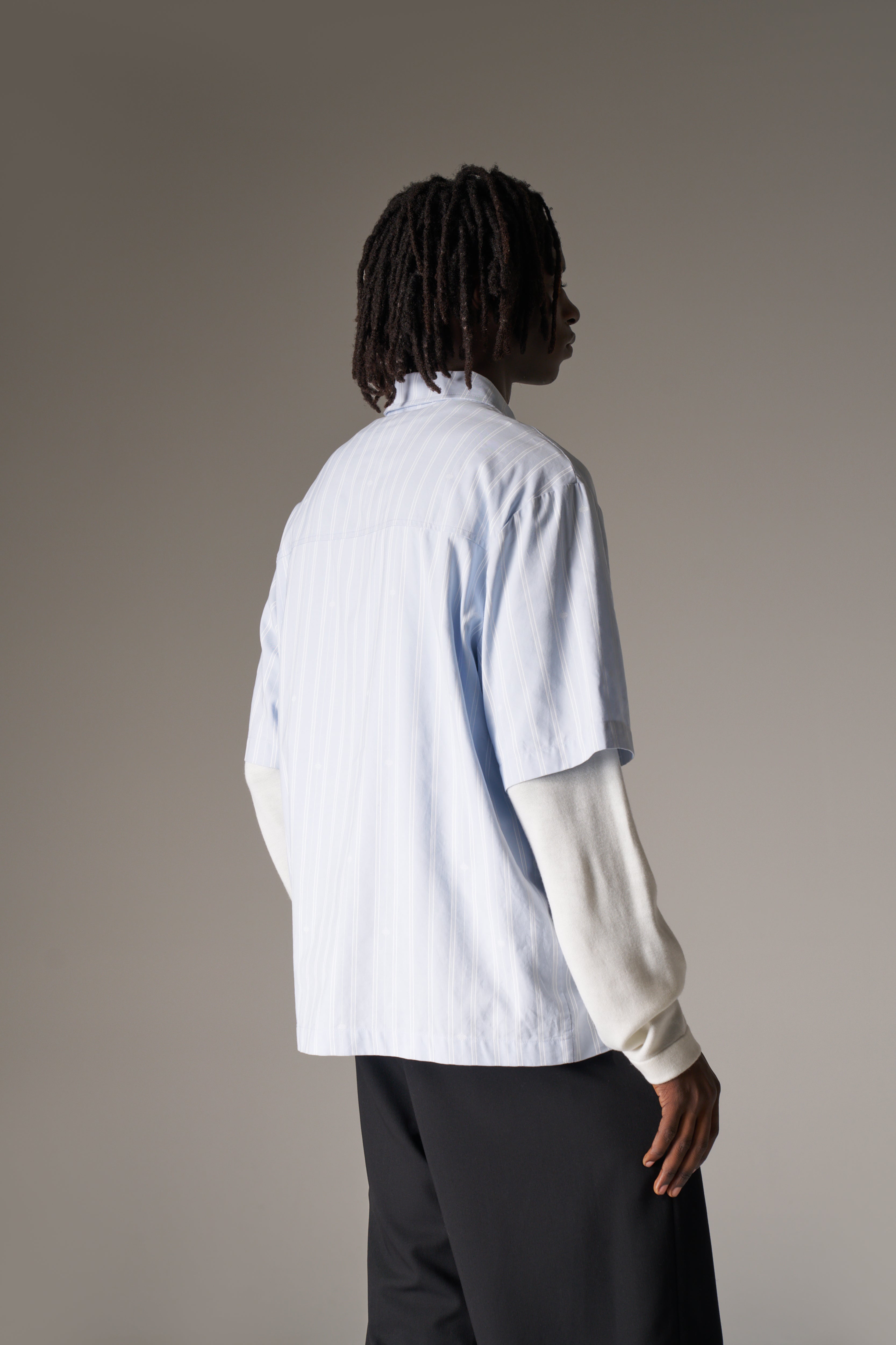 EMBLEM STRIPE SHIRT - BLUE