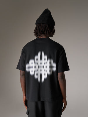 MOTION BLURRED EMBLEM T-SHIRT - BLACK