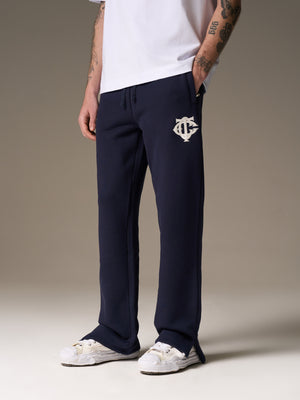 HEAVYWEIGHT MONOGRAM APPLIQUE EMBLEM JOGGERS - NAVY