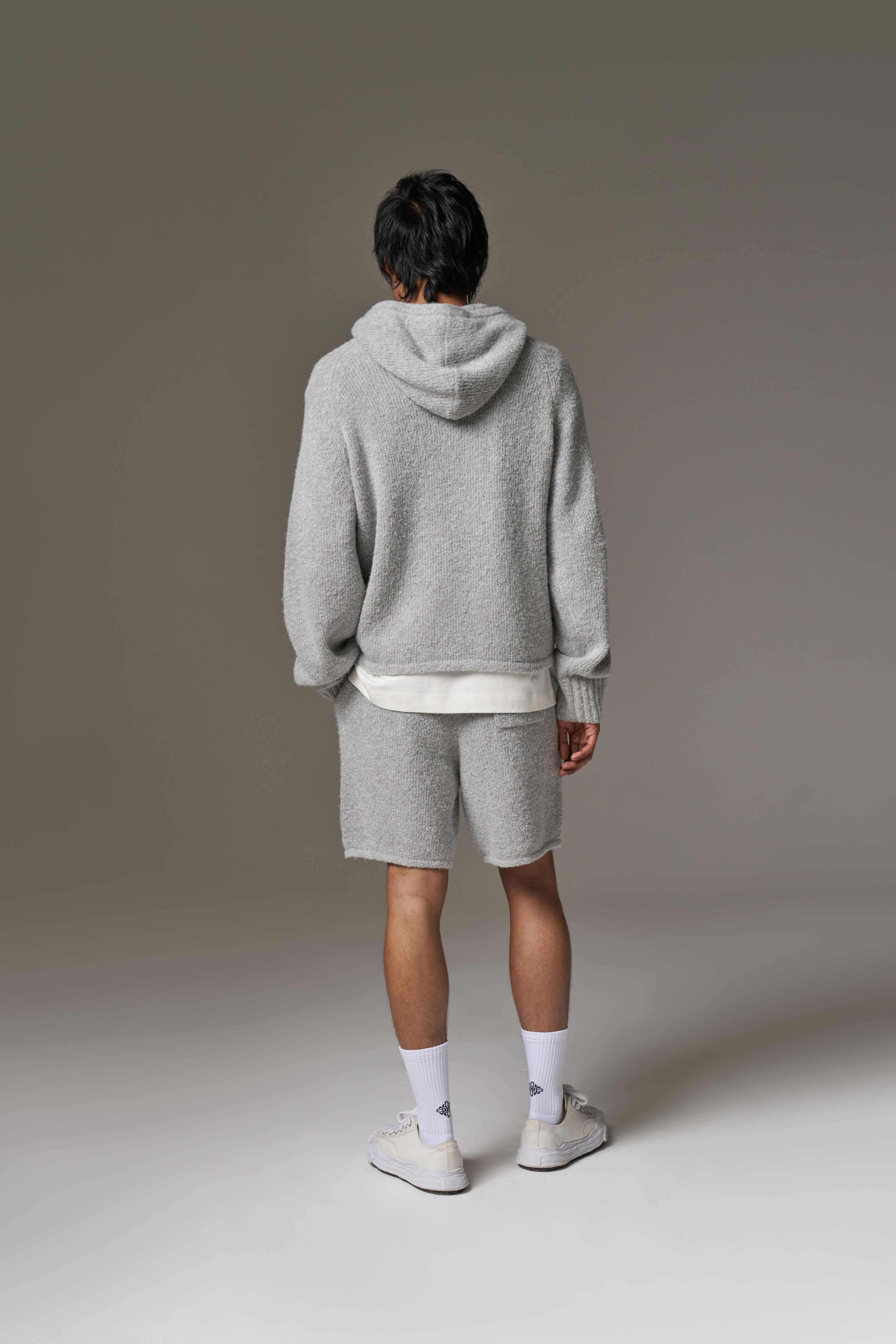 BOUCLE KNIT SHORTS - GREY MARL