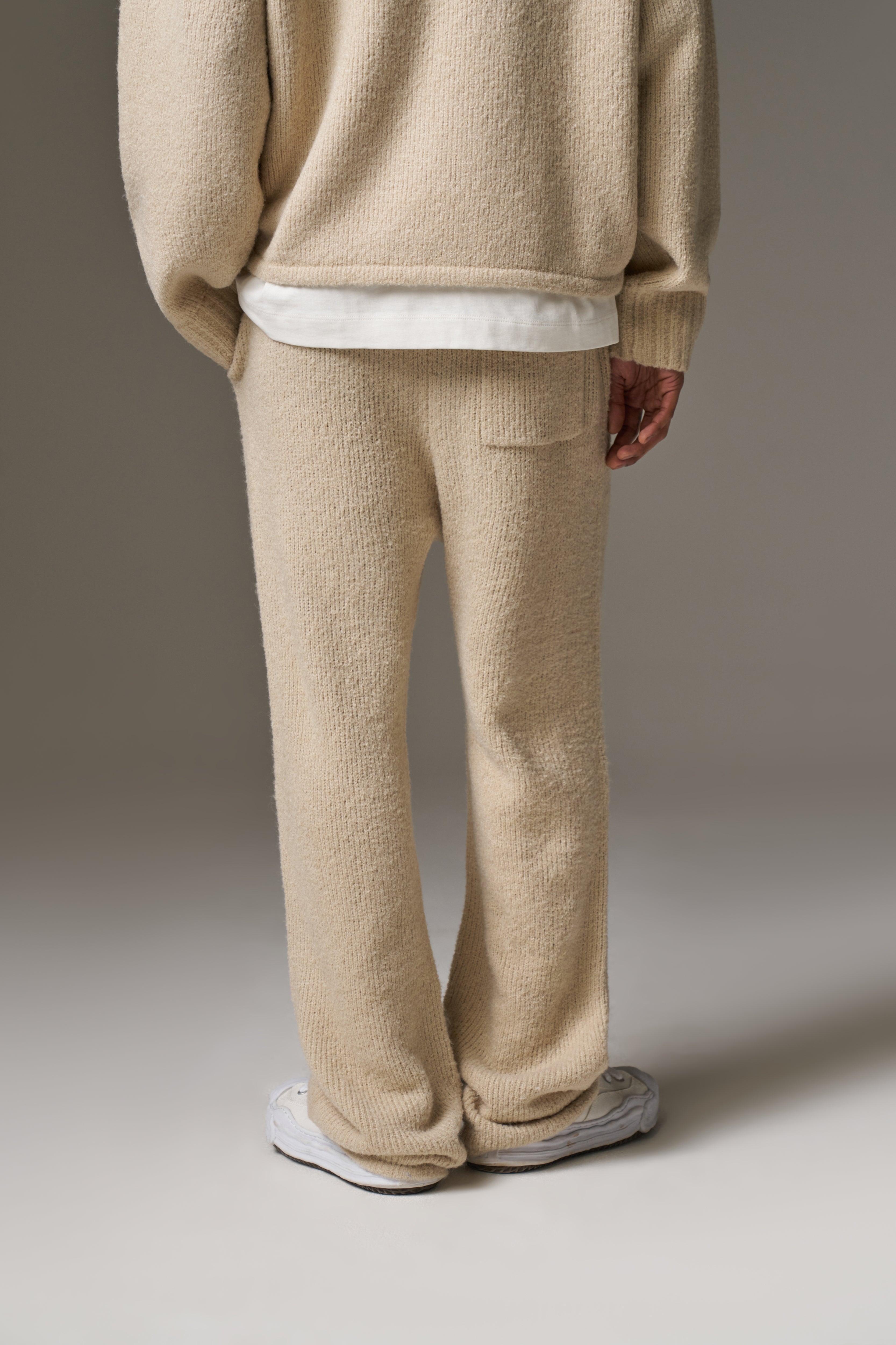 BOUCLE KNIT PANTS - STONE