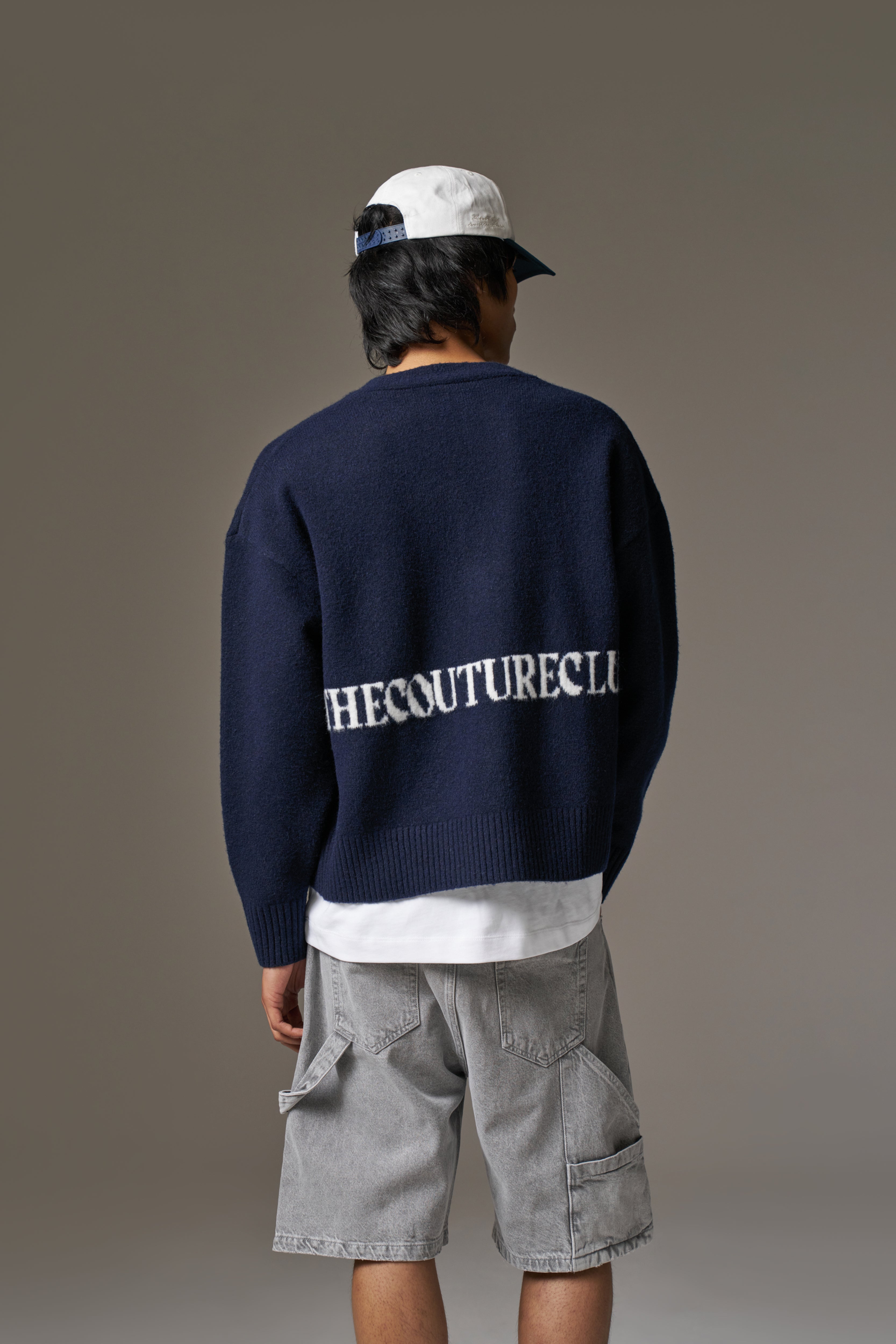 COPYRIGHT BRUSHED KNIT CARDIGAN - NAVY