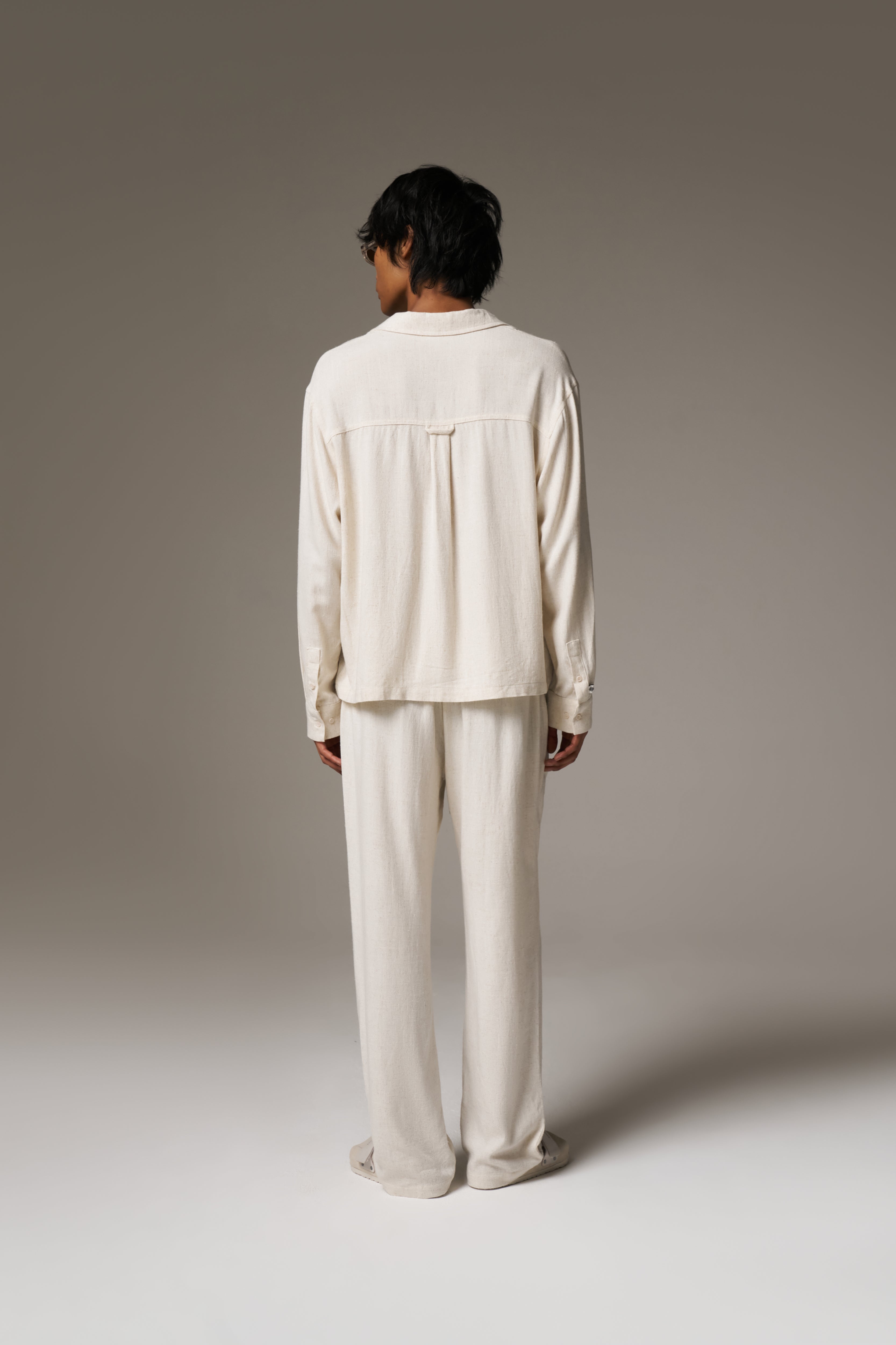 TEXTURED WOVEN TROUSERS - BEIGE