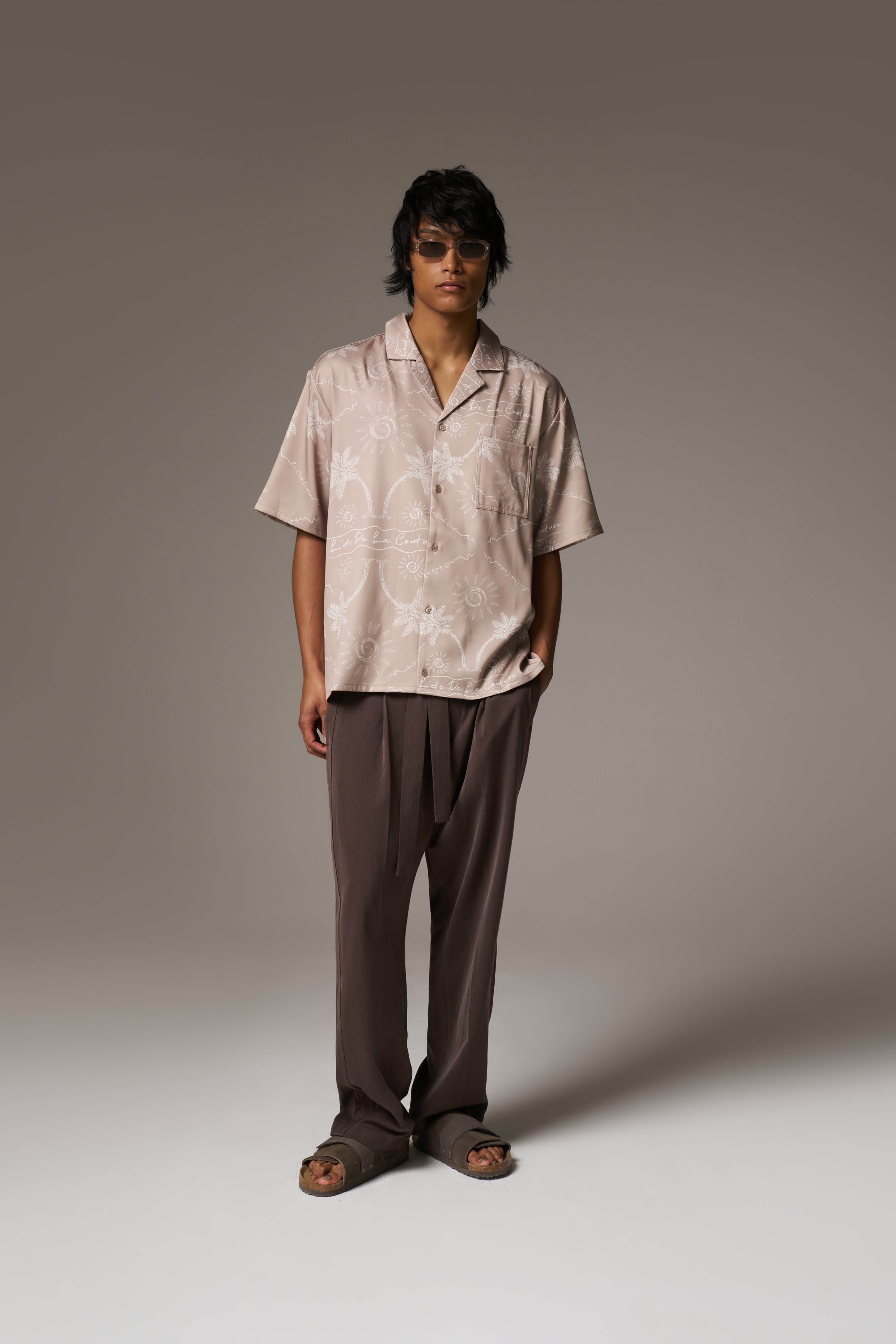 PALM PRINT SHIRT - BEIGE