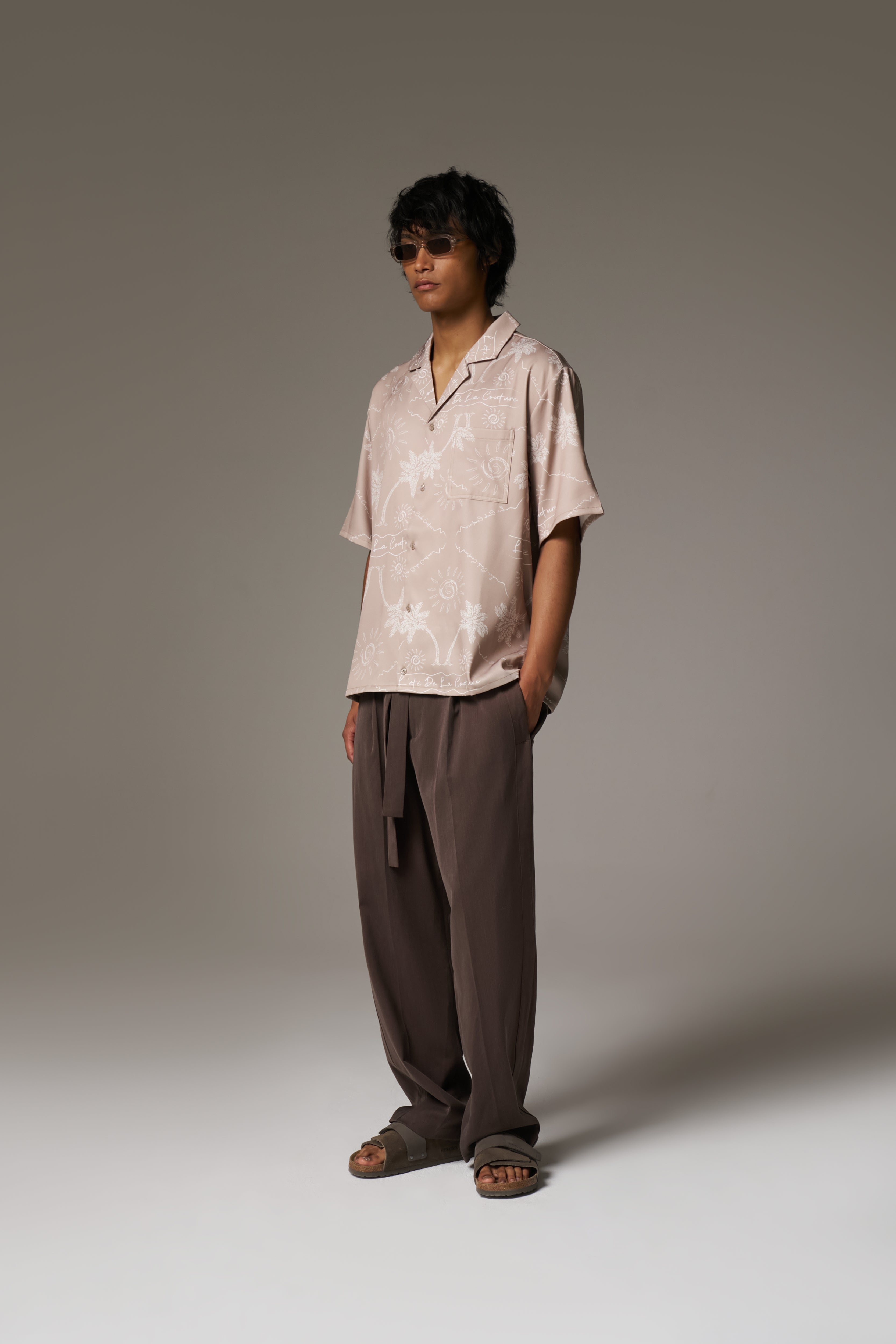 PALM PRINT SHIRT - BEIGE