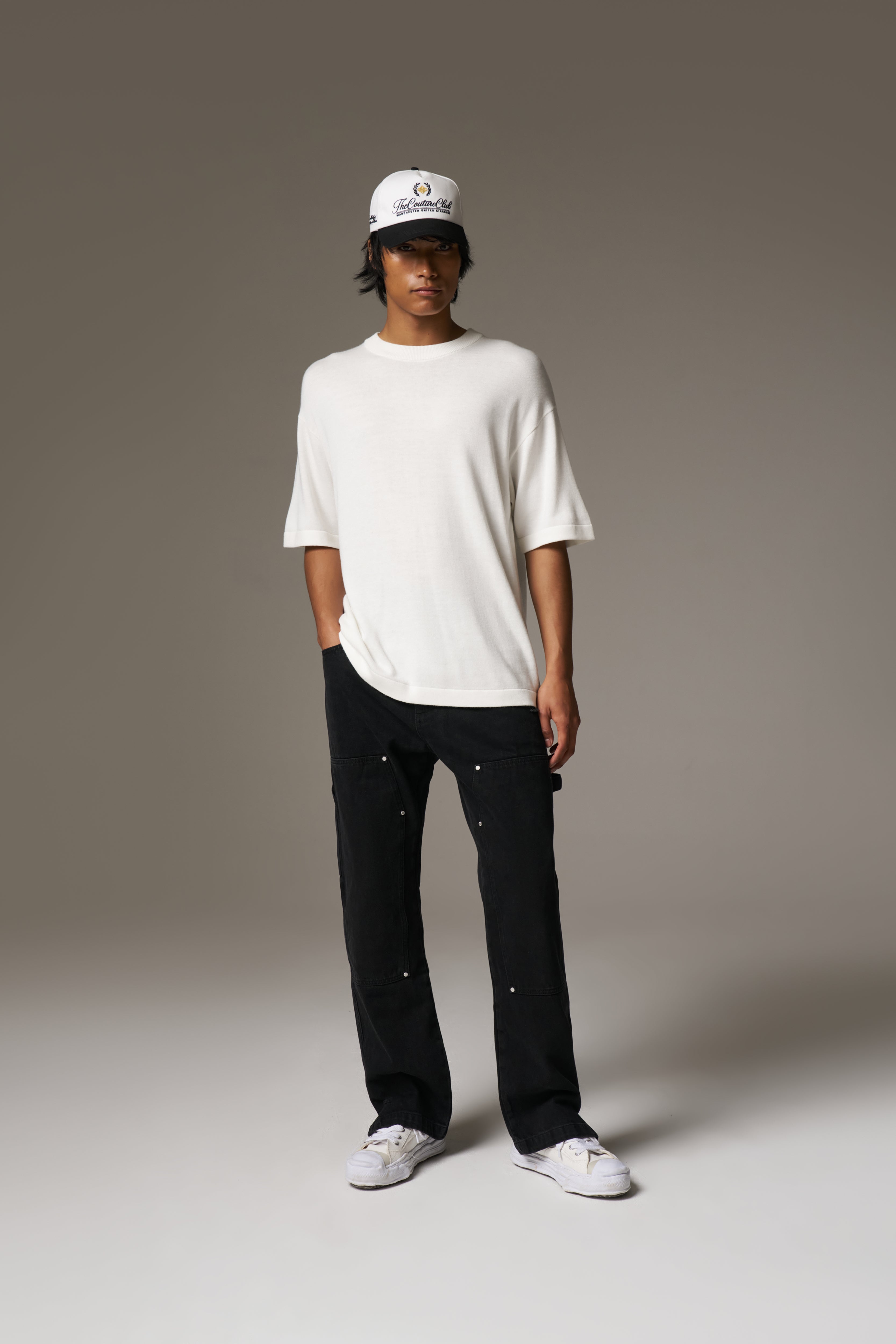DENIM RIVET DETAIL CARPENTER JEANS - BLACK WASH