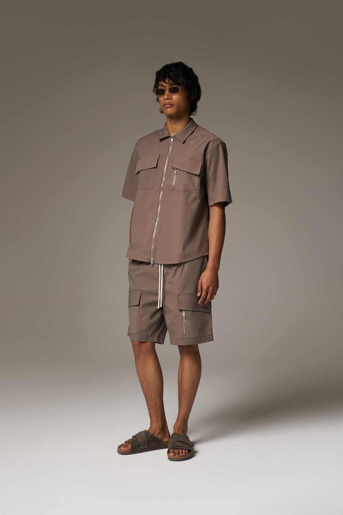 TECHNICAL HEAVYWEIGHT ZIP OVERSHIRT - COFFEE