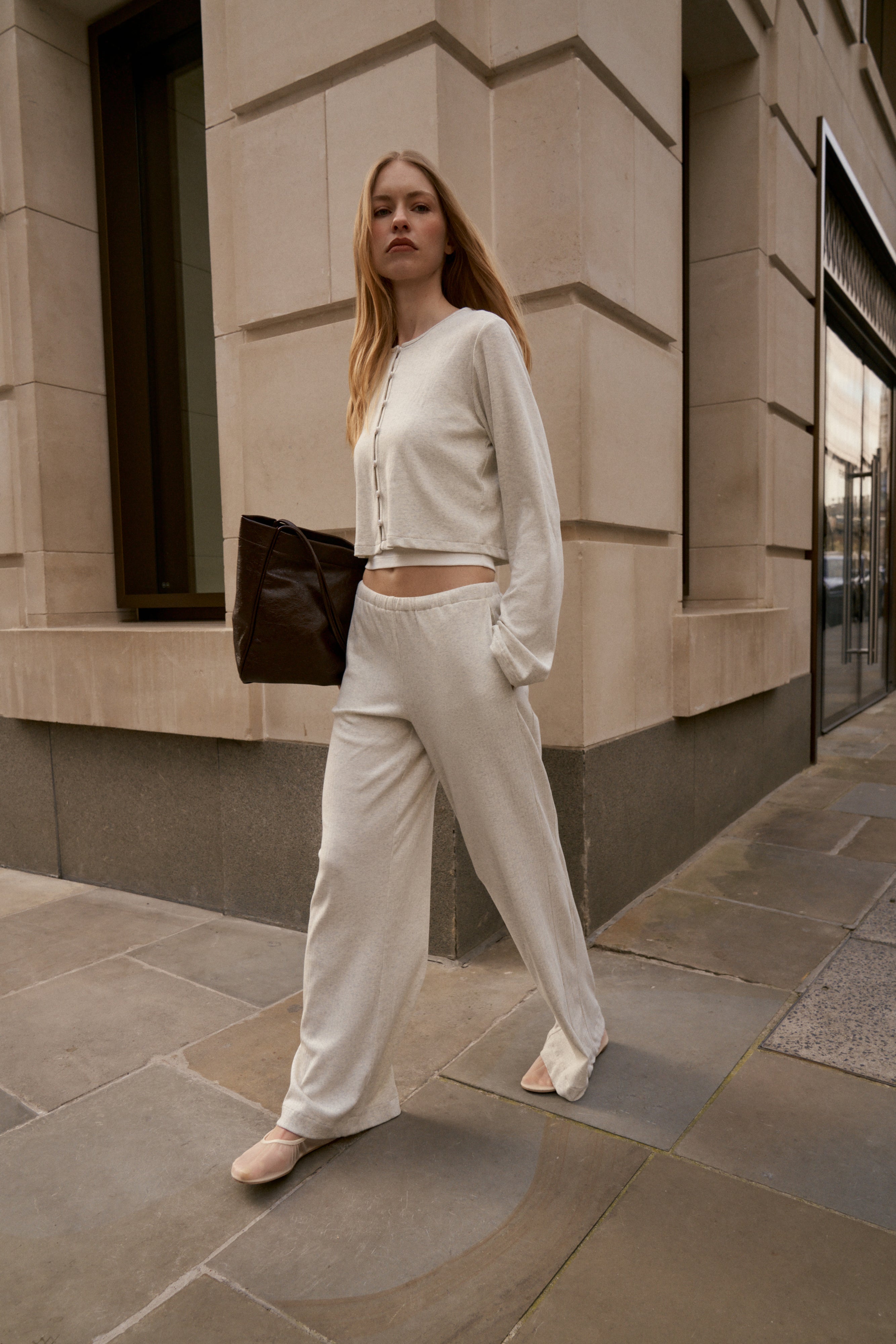 RIBBED TROUSERS - GREY