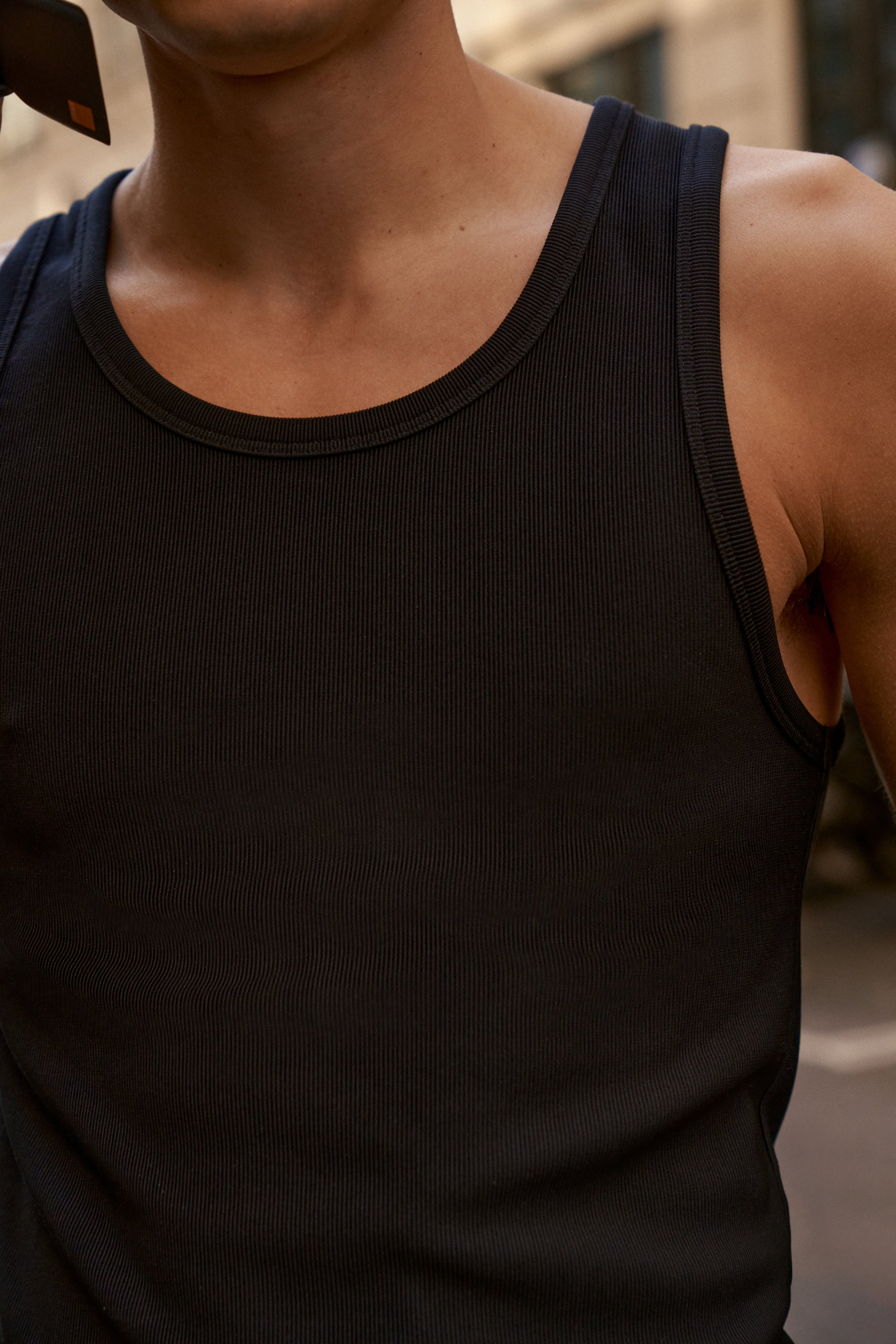 RIBBED VEST - BLACK