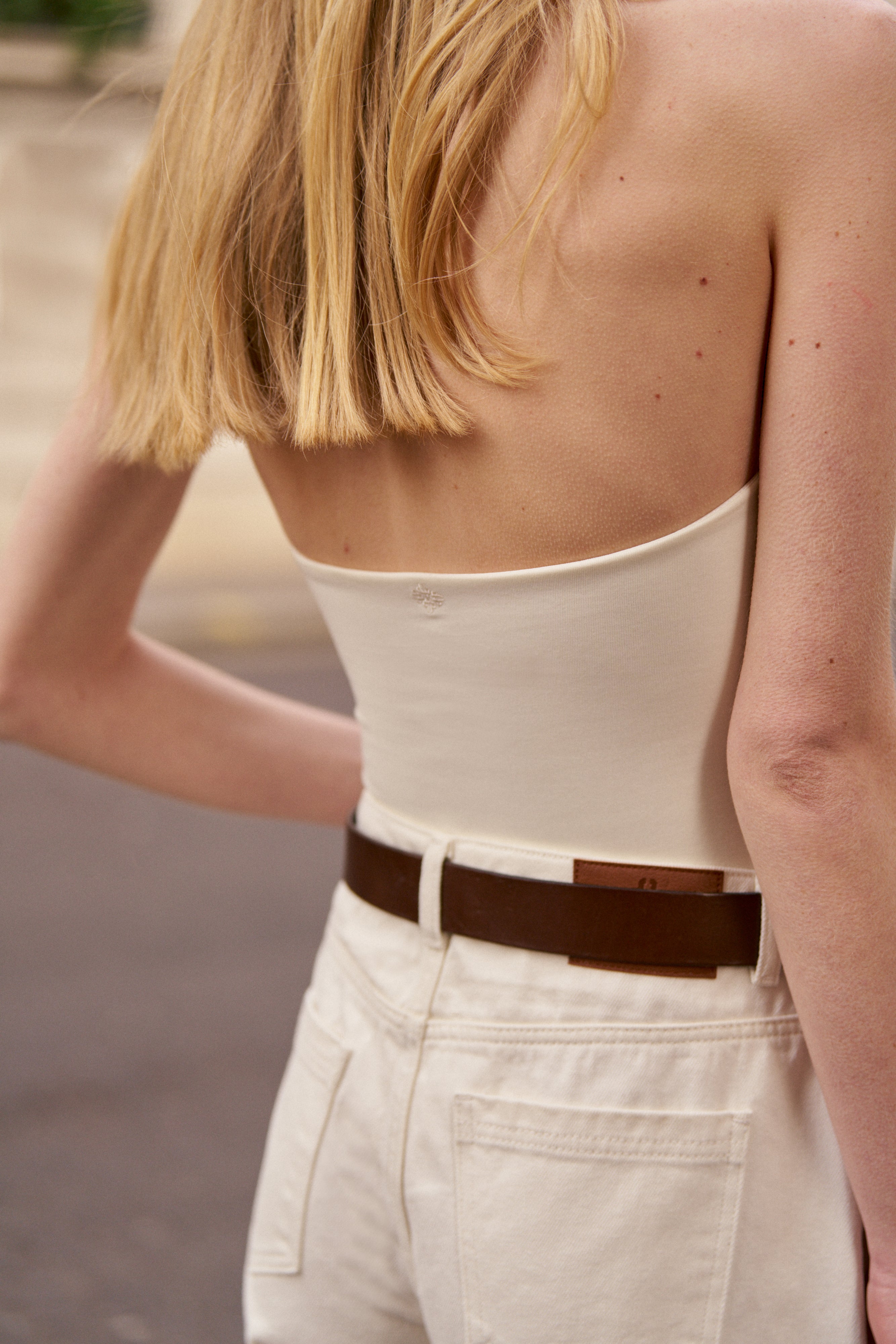 SCOOP NECK BODYSUIT - WHITE