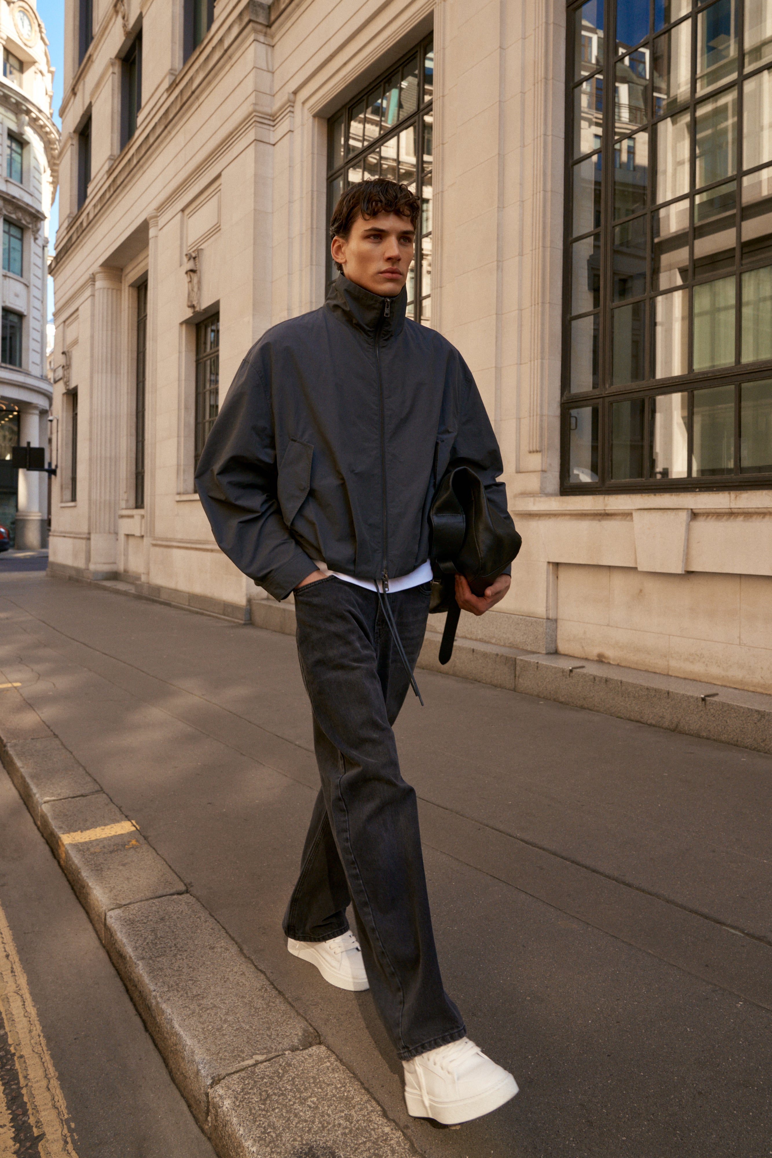 TECHNICAL FUNNEL NECK JACKET - CHARCOAL