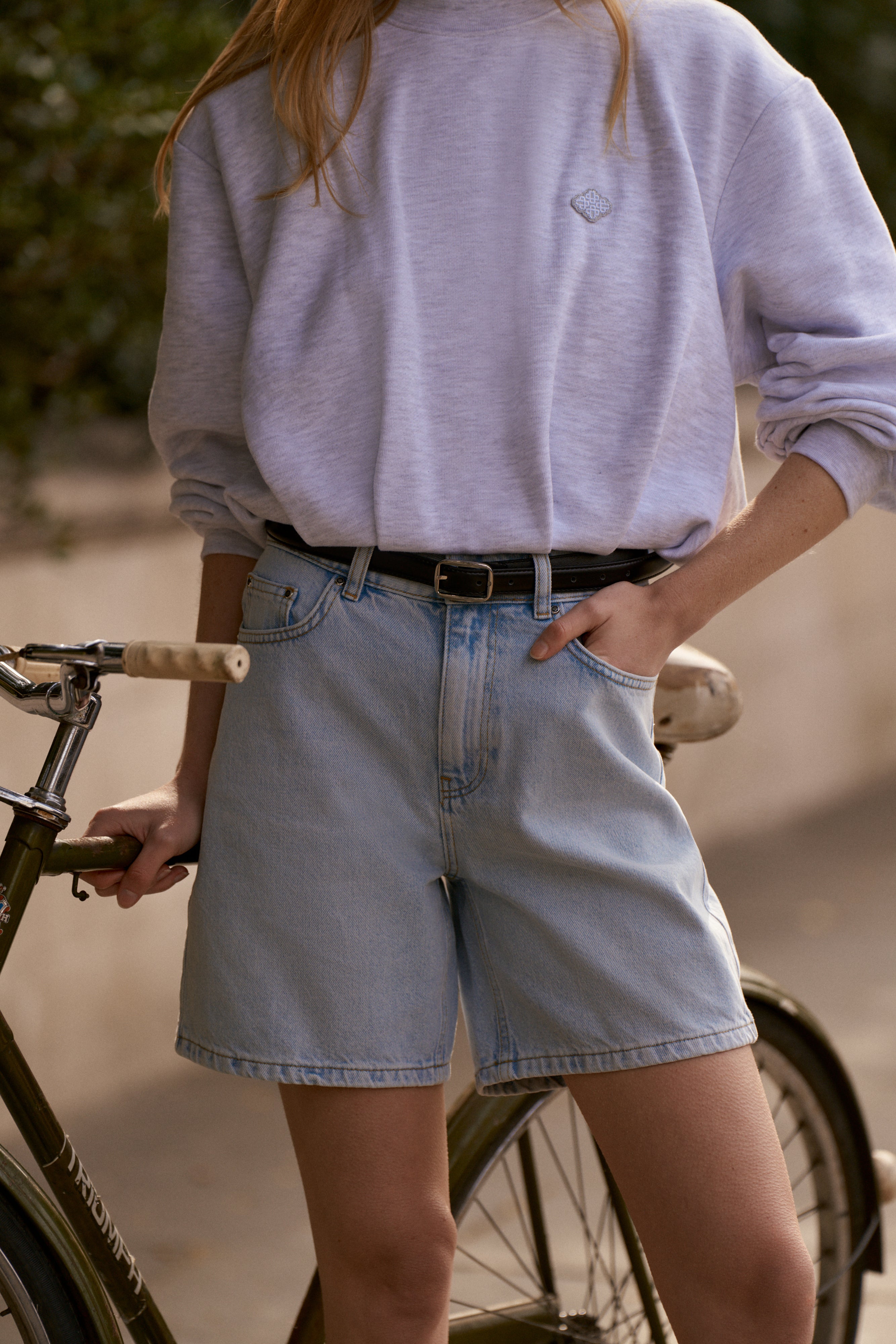 DENIM JORTS - MID STONE WASH
