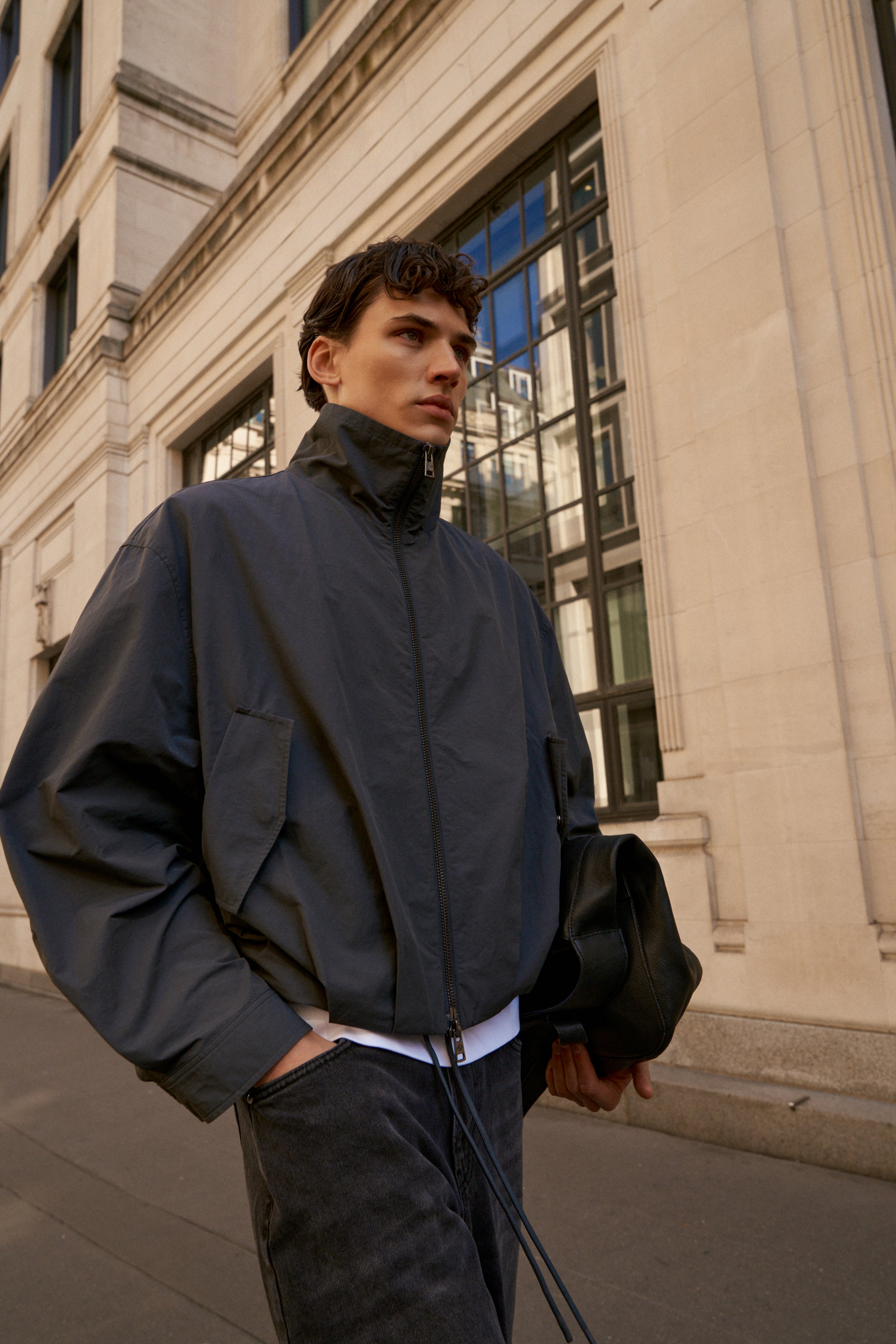 TECHNICAL FUNNEL NECK JACKET - CHARCOAL