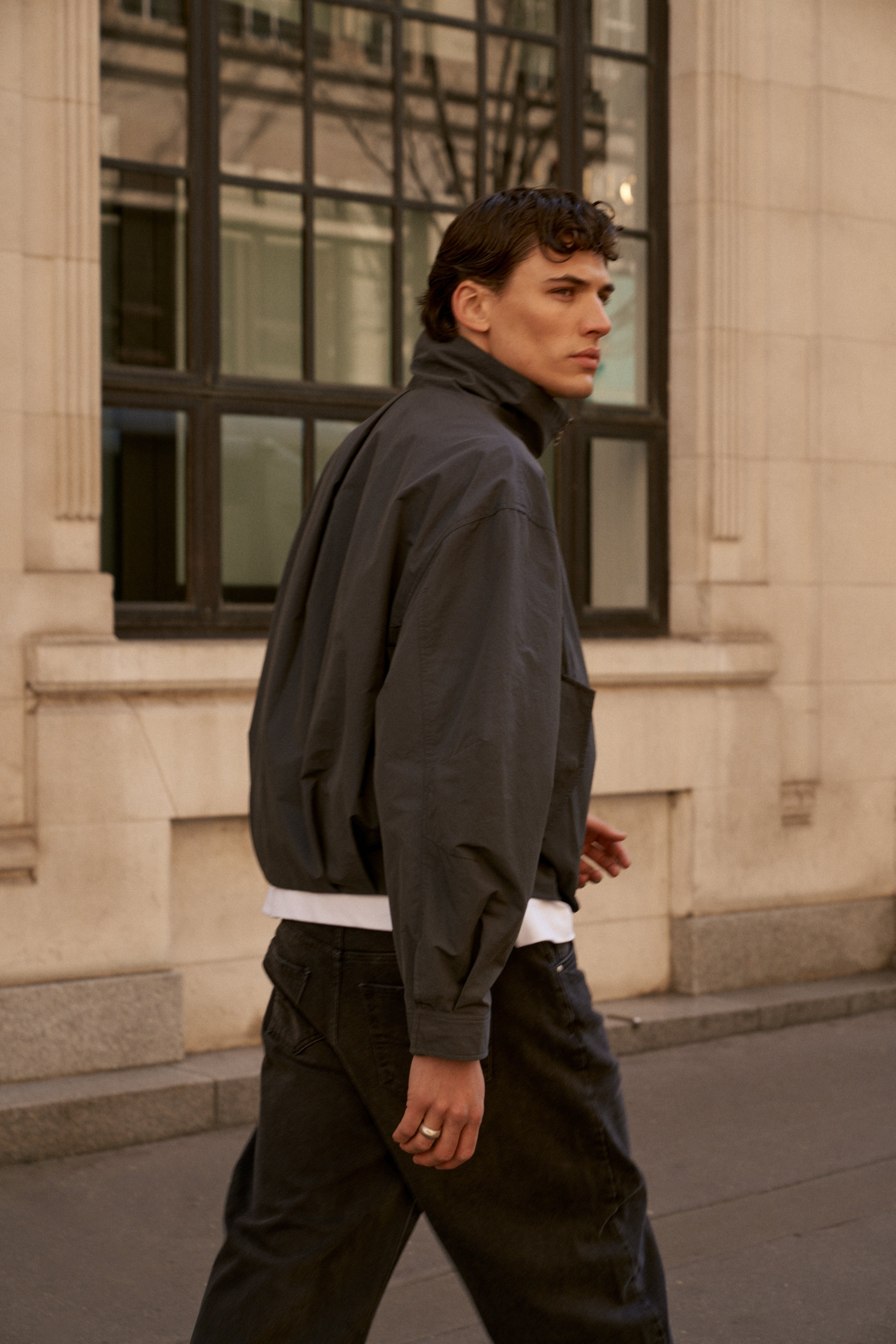 TECHNICAL FUNNEL NECK JACKET - CHARCOAL