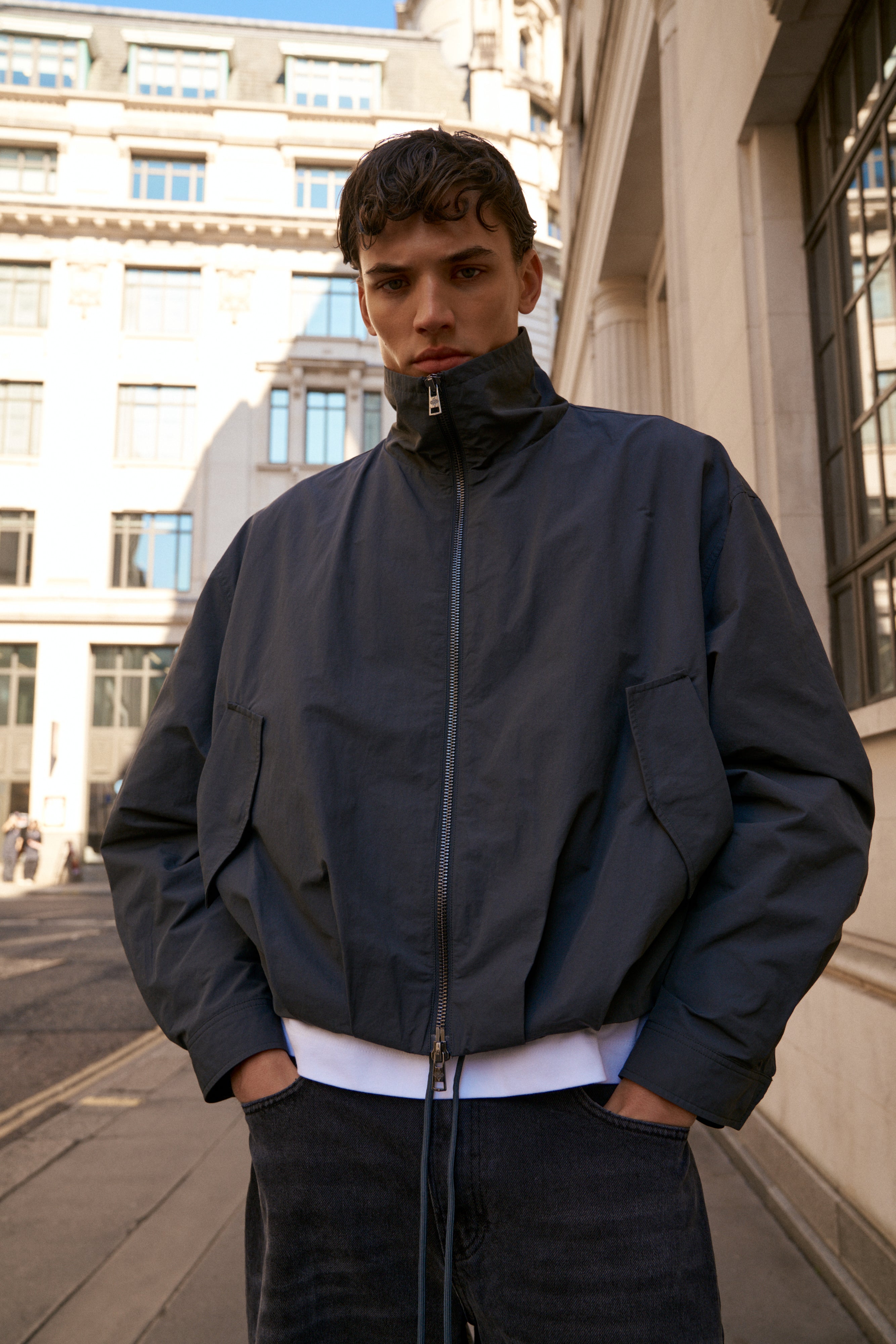 TECHNICAL FUNNEL NECK JACKET - CHARCOAL