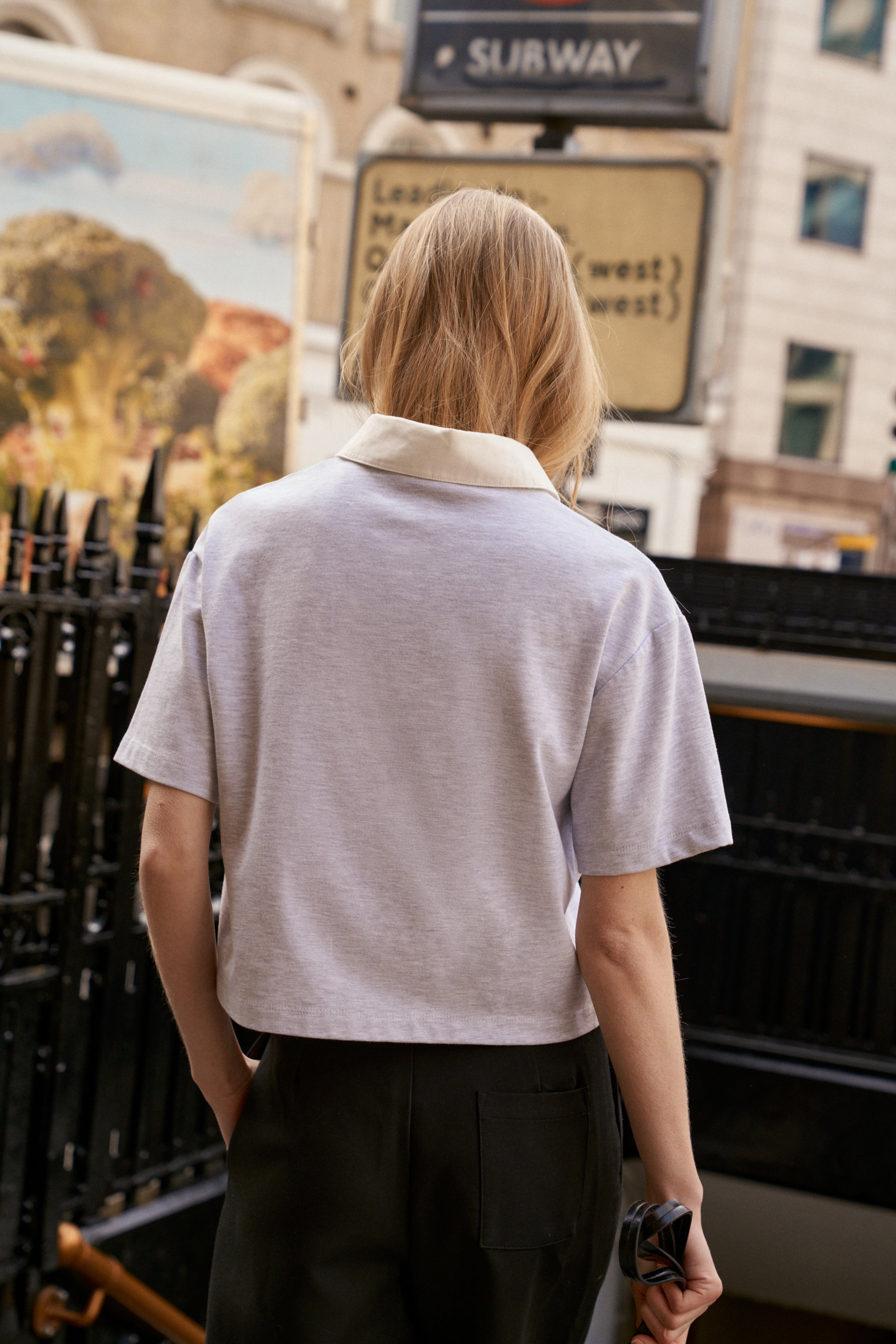EMBLEM POLO TEE - GREY MARL