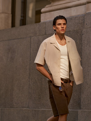 TEXTURED REVERE SHIRT - STONE