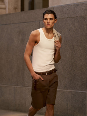 RIBBED JERSEY VEST - OFF WHITE