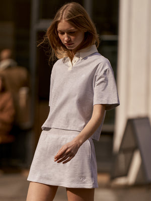 EMBLEM POLO TEE - GREY MARL