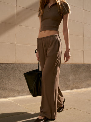 RIBBED TROUSERS - BROWN
