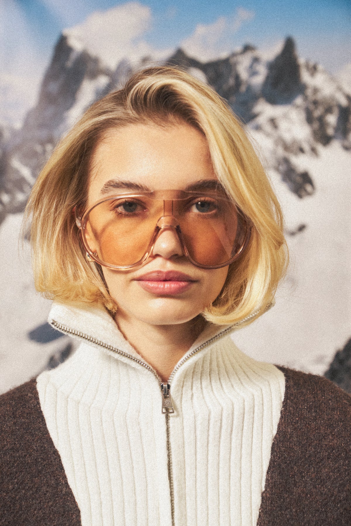FAIR ISLE FUNNEL NECK QUARTER ZIP - BEIGE