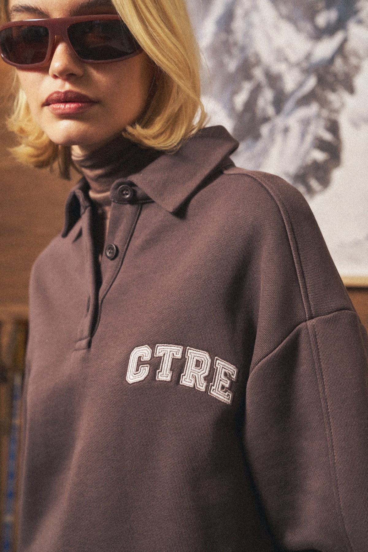 CTRE BUTTON THROUGH POLO - BROWN