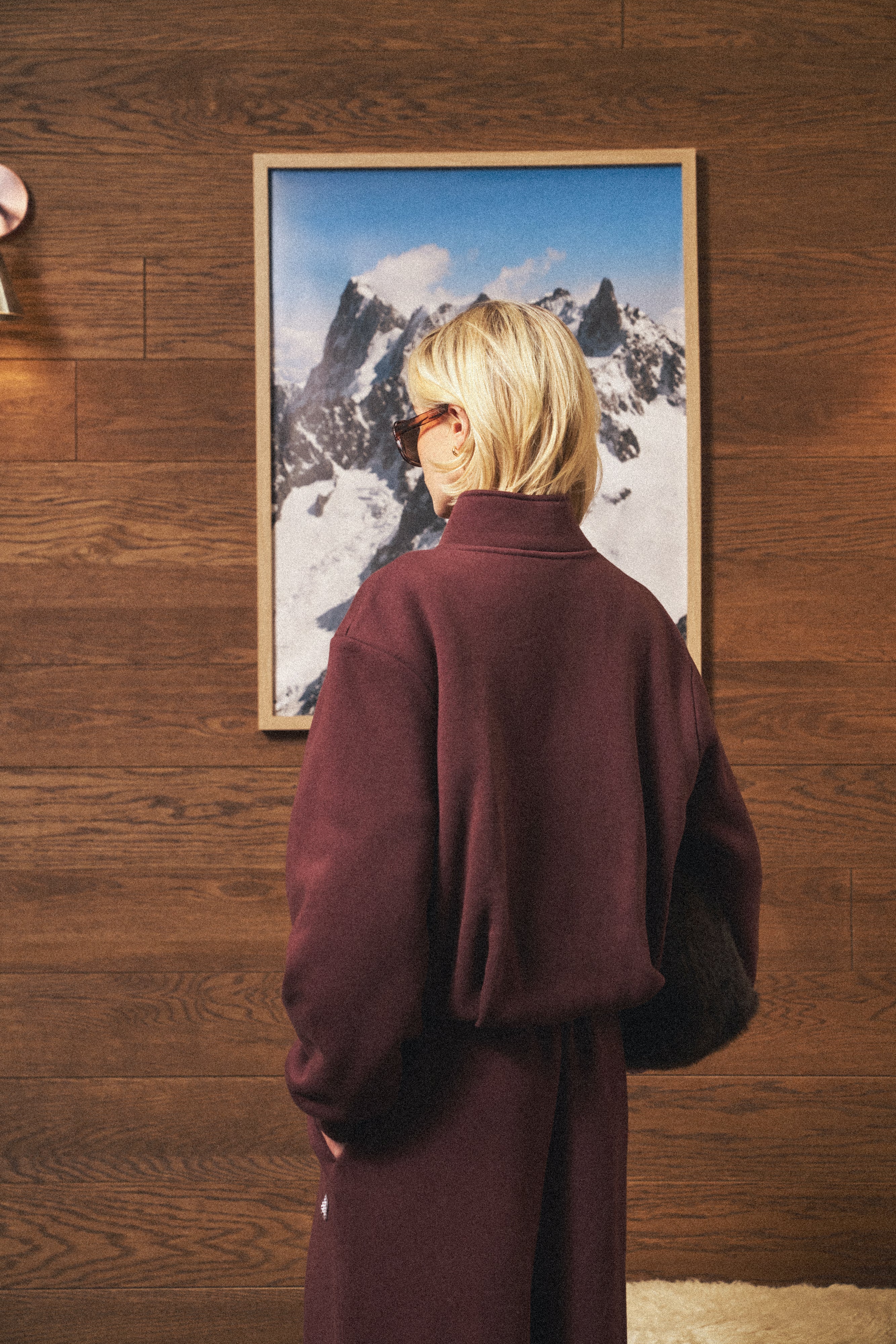 FUNNEL NECK BALLOON HEM ZIP THROUGH - CHOCOLATE