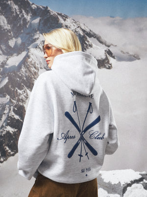 APRES GRAPHIC OVERSIZED HOODIE - GREY MARL