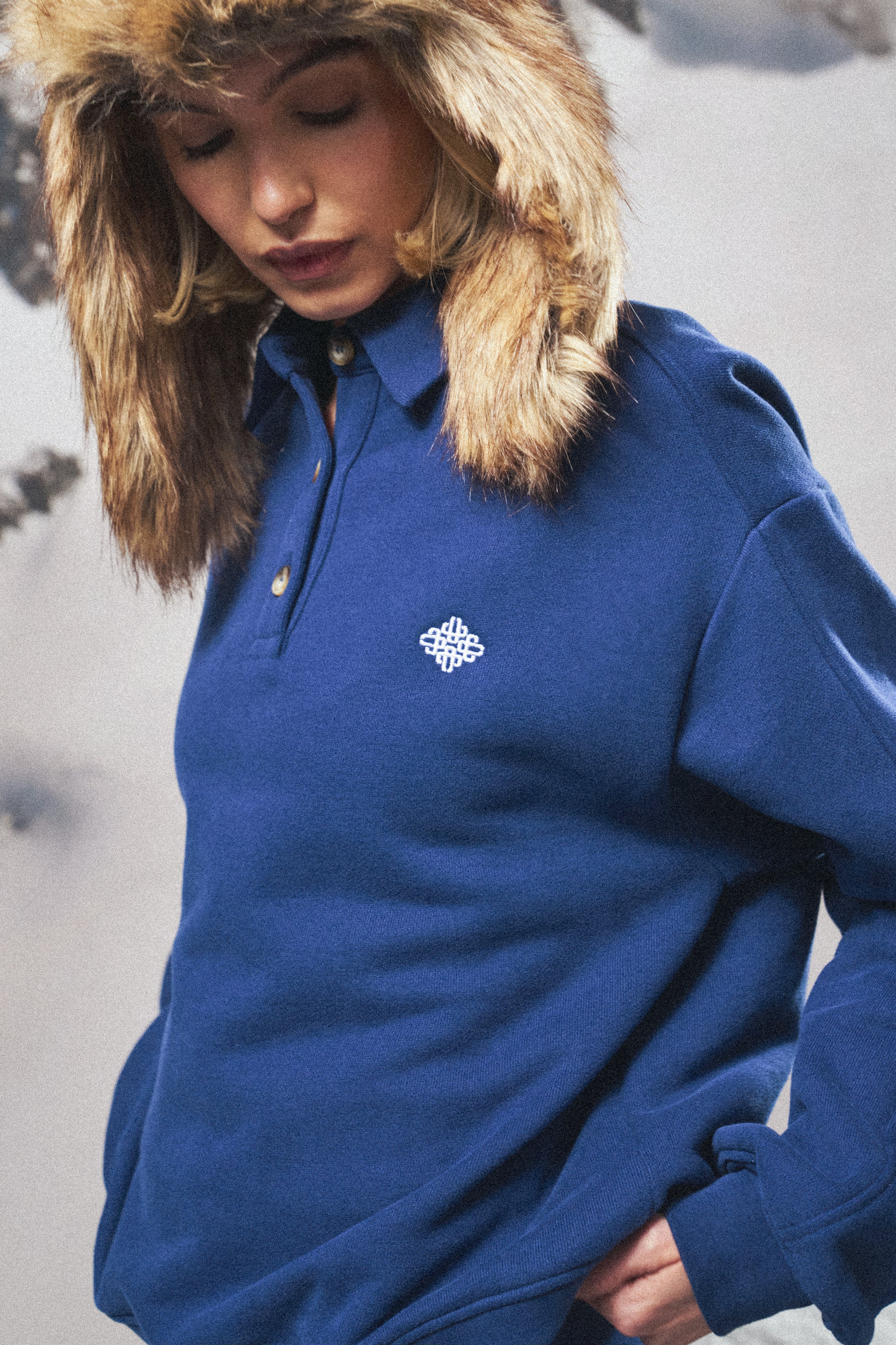 EMBLEM EMBROIDERED RUGBY POLO - DEEP BLUE