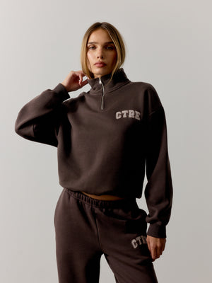 CTRE QUARTER ZIP FUNNEL NECK - BROWN