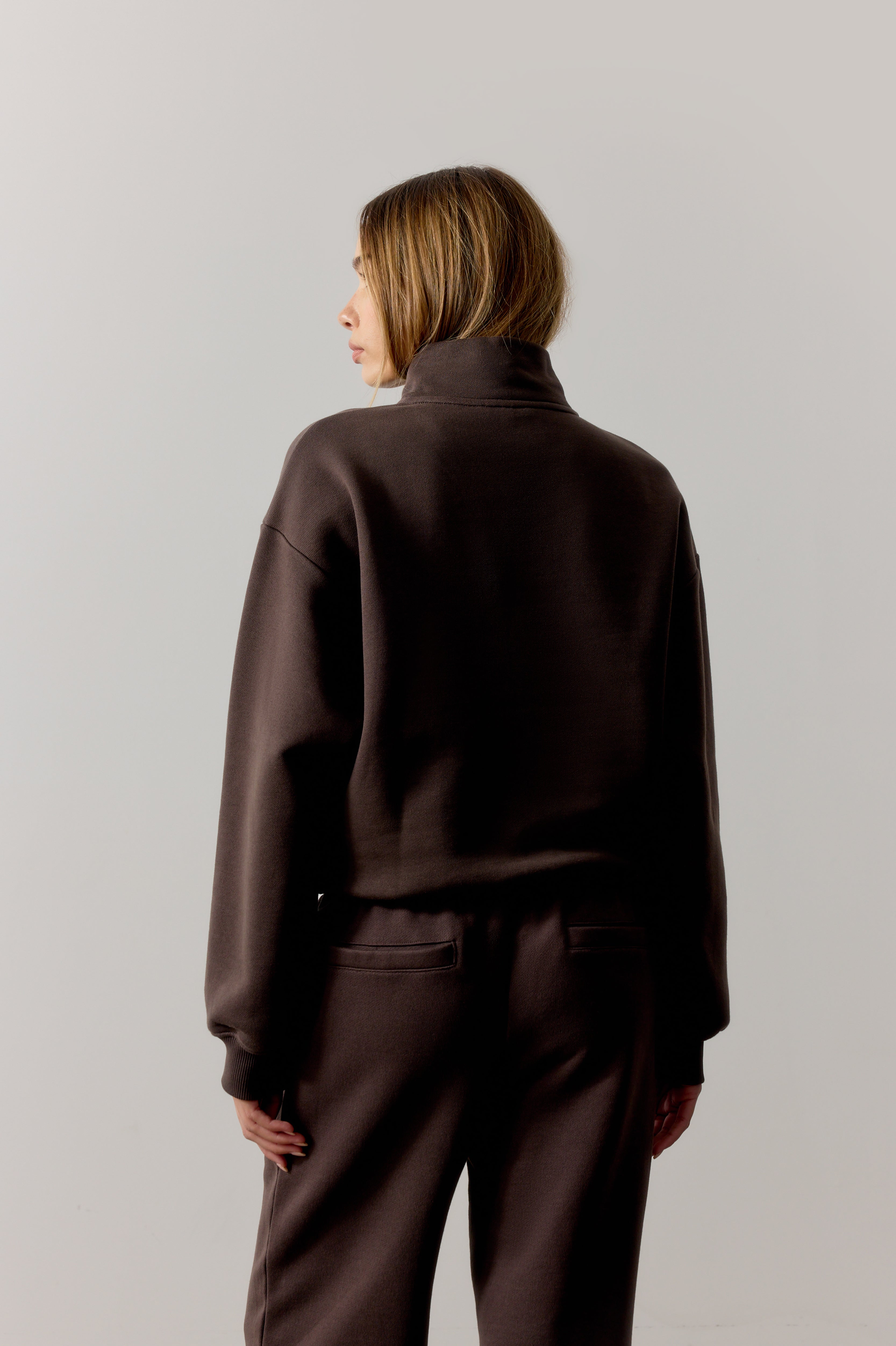 CTRE QUARTER ZIP FUNNEL NECK - BROWN